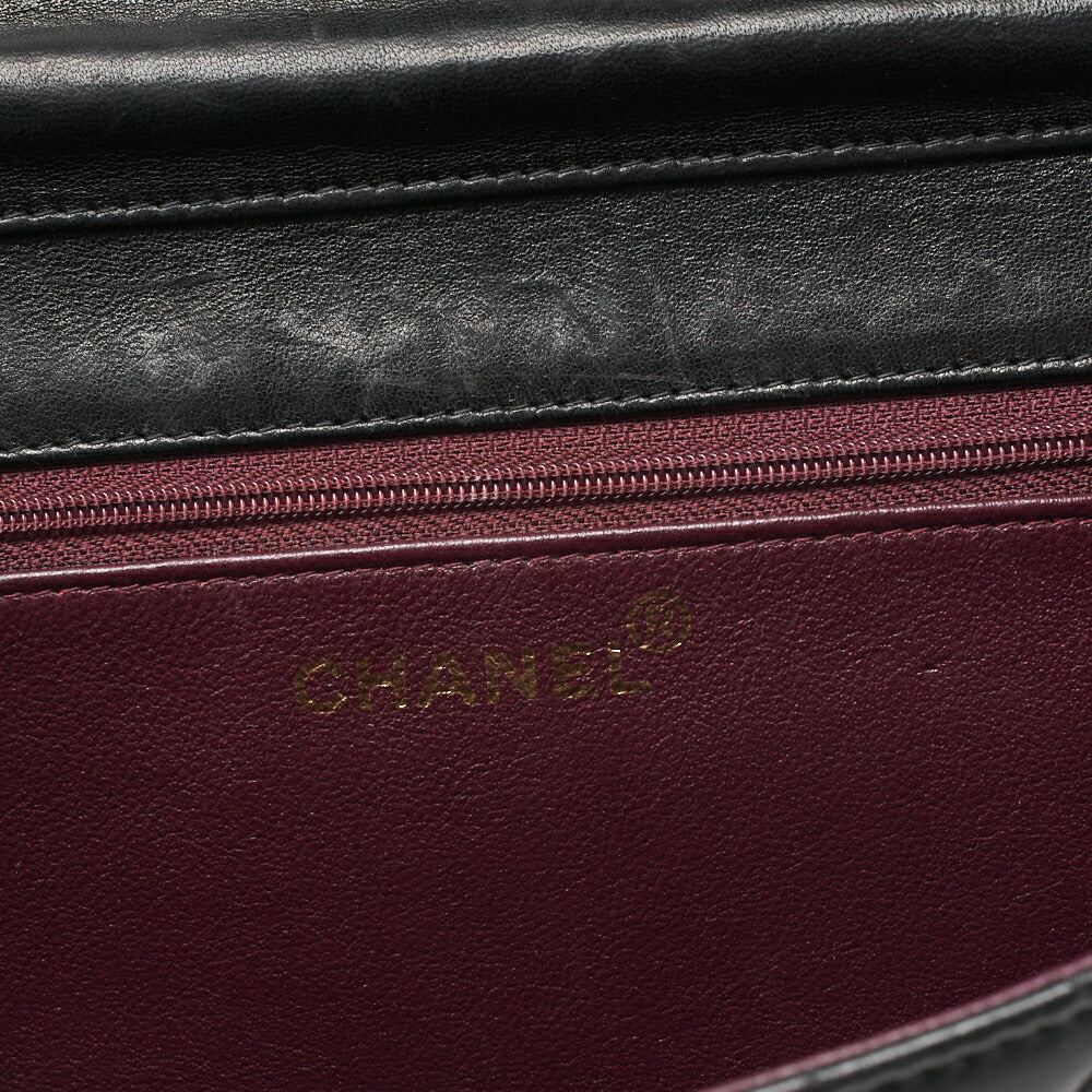 CHANEL Shoulder Bag, Matelasse Push Lock Chain Shoulder, Lambskin, Black, Gold-Tone Hardware, Pre-Owned - Vintage La Charme