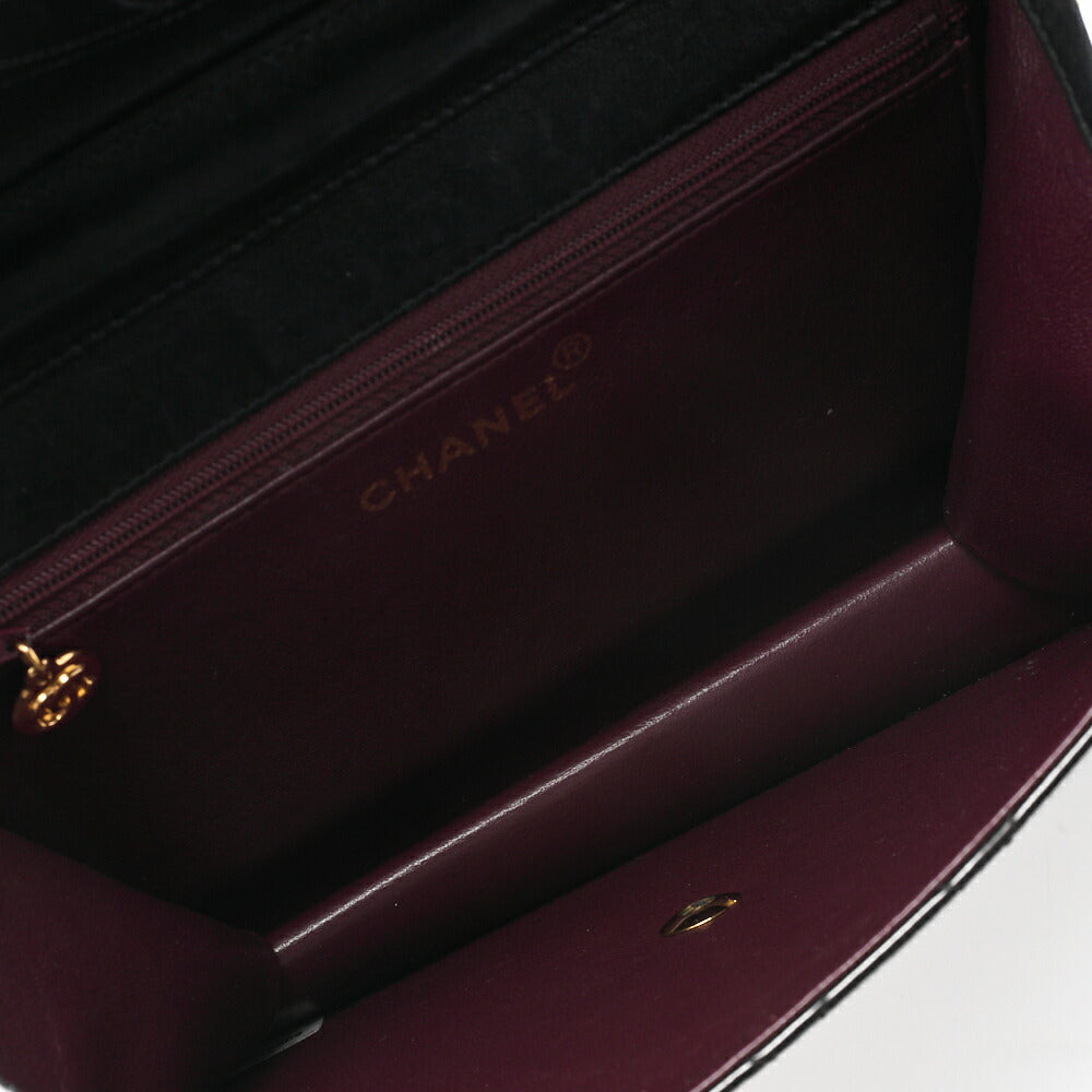 CHANEL Shoulder Bag, Matelasse Push Lock Chain Shoulder, Lambskin, Black, Gold-Tone Hardware, Pre-Owned - Vintage La Charme