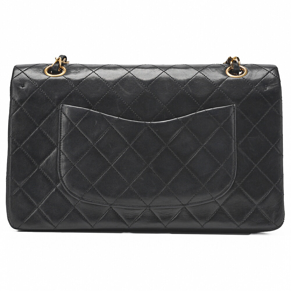 CHANEL Shoulder Bag Matelasse Double Flap Lambskin Black Gold-Tone Hardware Pre-Owned - Vintage La Charme