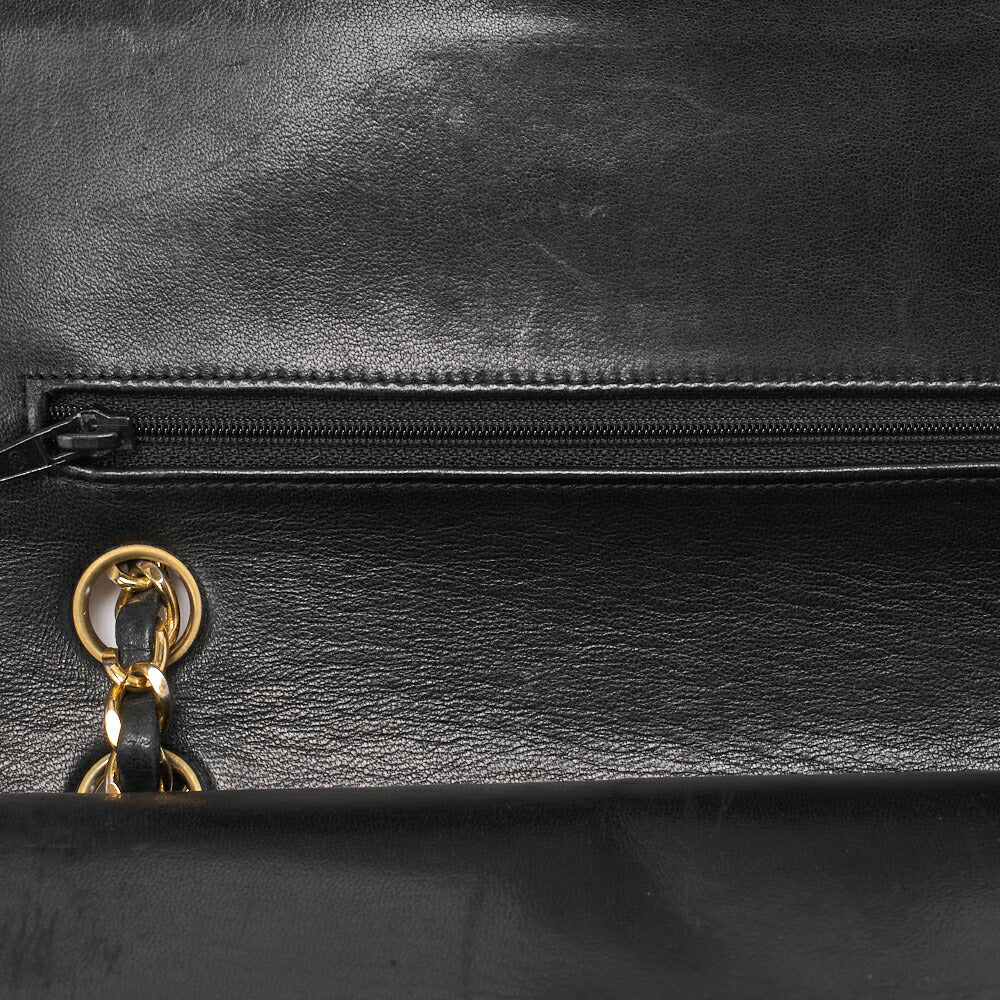 CHANEL Shoulder Bag Matelasse Double Flap Lambskin Black Gold-Tone Hardware Pre-Owned - Vintage La Charme