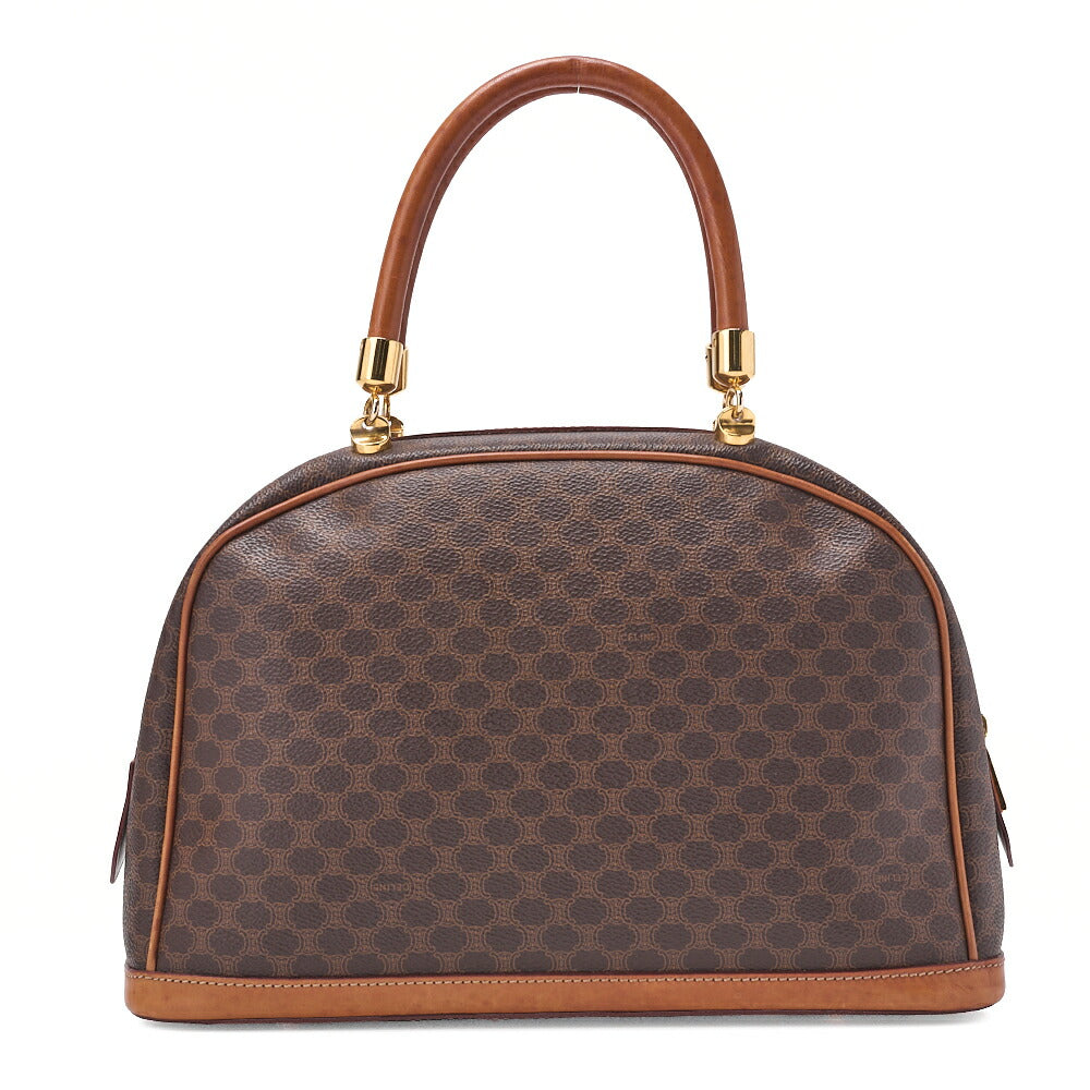 CELINE Handbag Boston Tote Bag Macadam PVC Leather Brown Gold-Tone Hardware Pre-Owned - Vintage La Charme