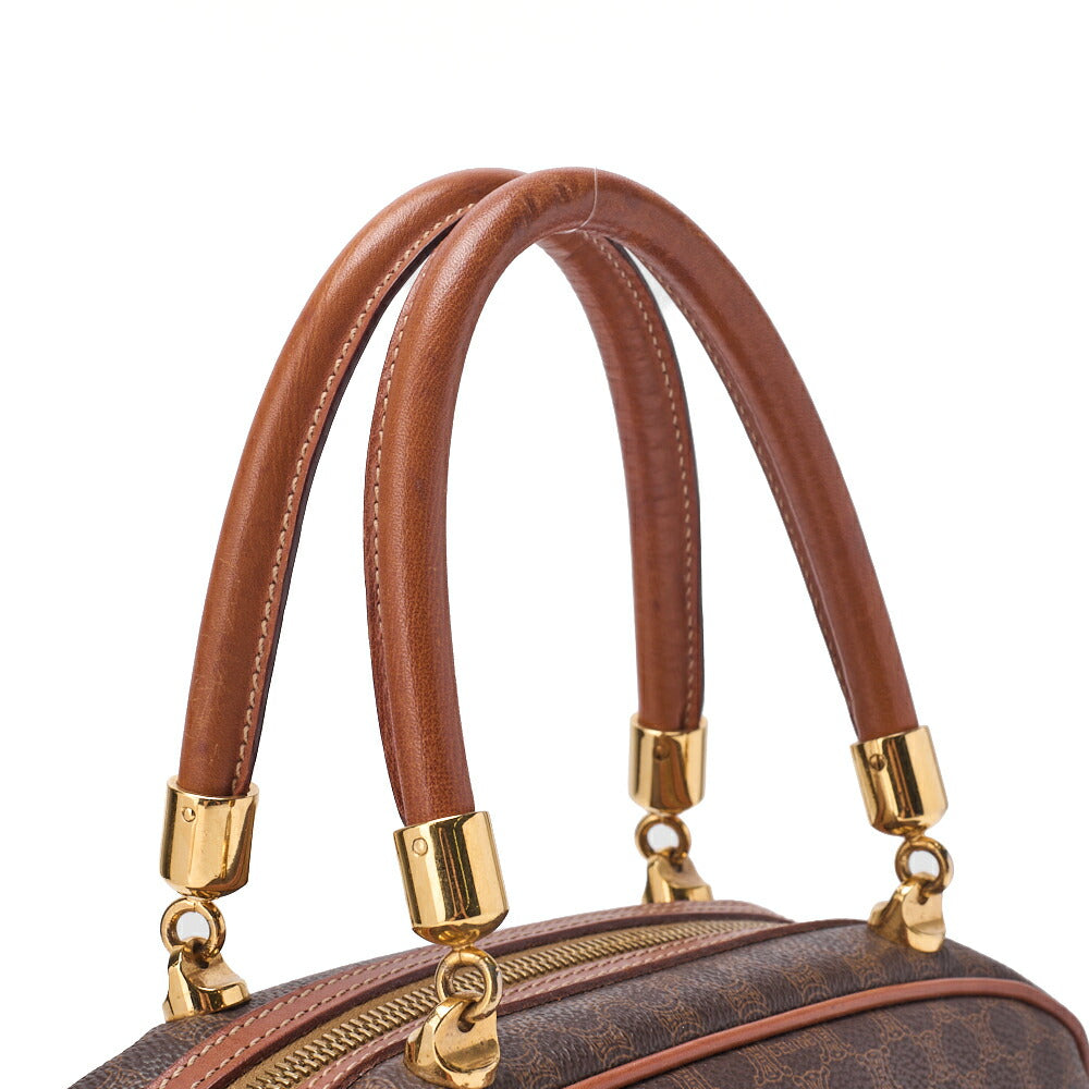 CELINE Handbag Boston Tote Bag Macadam PVC Leather Brown Gold-Tone Hardware Pre-Owned - Vintage La Charme
