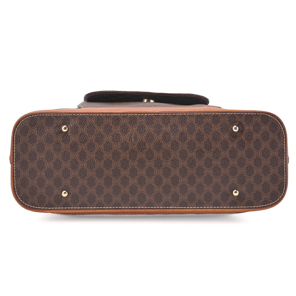 CELINE Handbag Boston Tote Bag Macadam PVC Leather Brown Gold-Tone Hardware Pre-Owned - Vintage La Charme