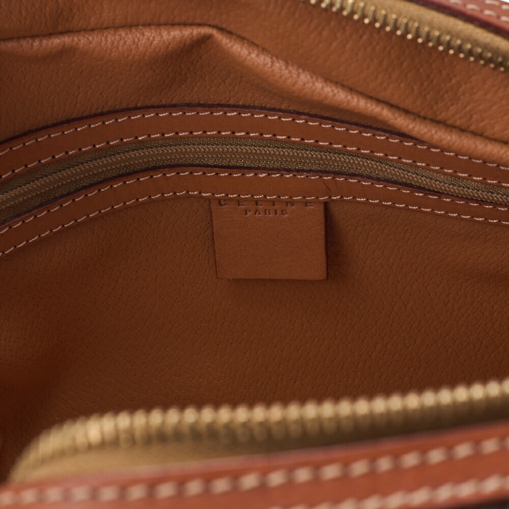 CELINE Handbag Boston Tote Bag Macadam PVC Leather Brown Gold-Tone Hardware Pre-Owned - Vintage La Charme