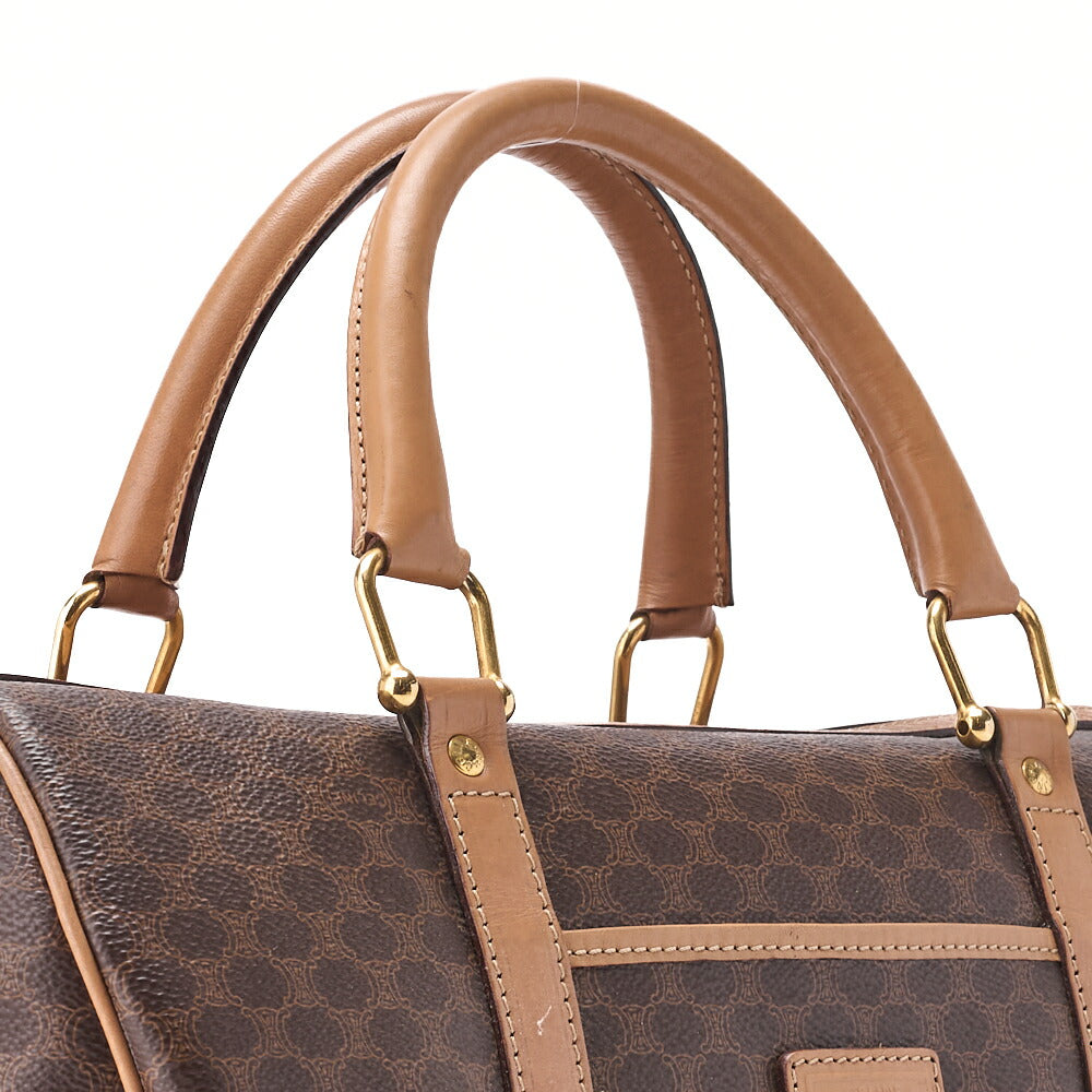 CELINE Handbag Boston Tote Bag Macadam PVC Leather Brown Gold-Tone Hardware Pre-Owned - Vintage La Charme