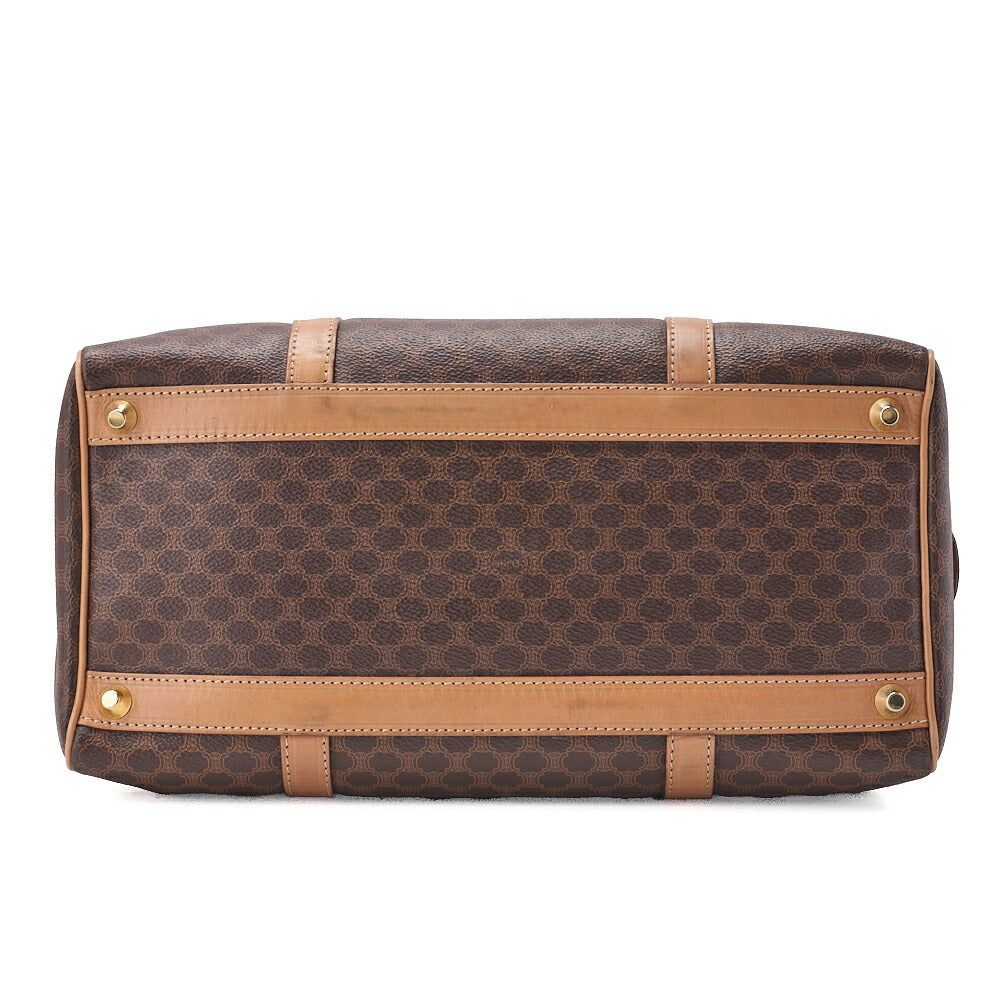 CELINE Handbag Boston Tote Bag Macadam PVC Leather Brown Gold-Tone Hardware Pre-Owned - Vintage La Charme