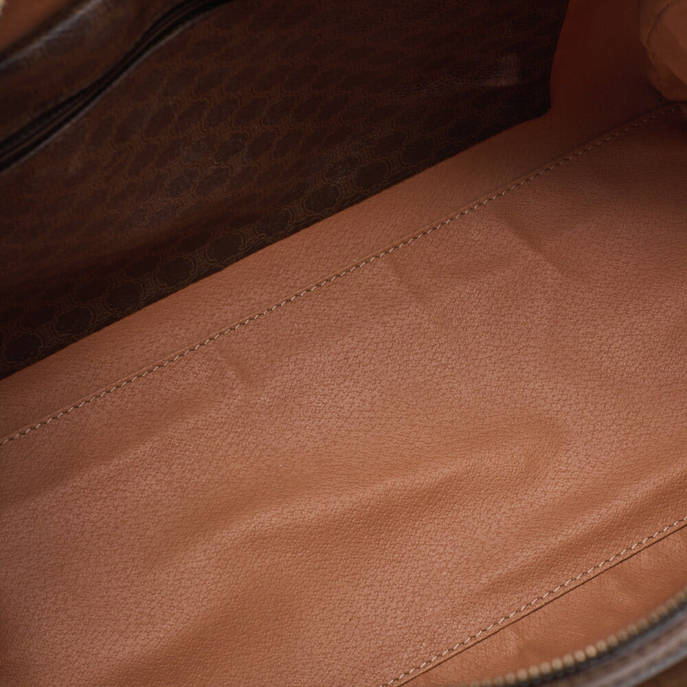 CELINE Handbag Boston Tote Bag Macadam PVC Leather Brown Gold-Tone Hardware Pre-Owned - Vintage La Charme