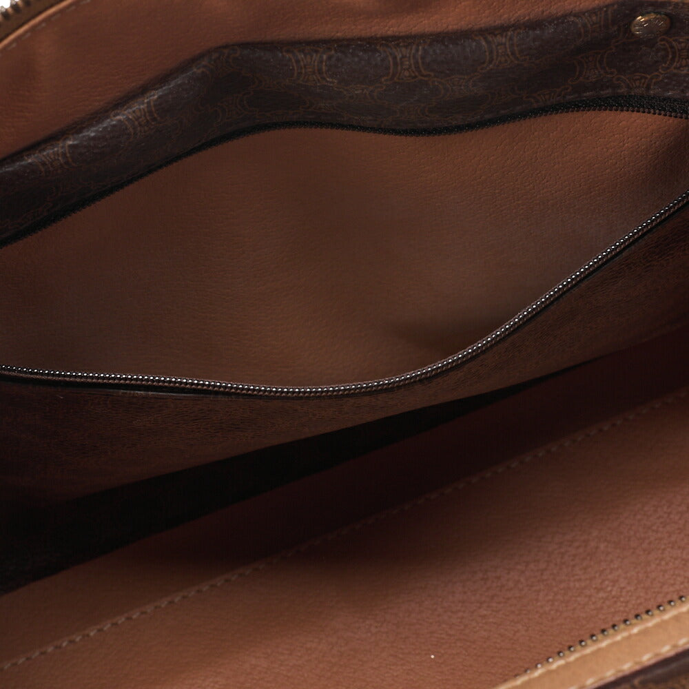 CELINE Handbag Boston Tote Bag Macadam PVC Leather Brown Gold-Tone Hardware Pre-Owned - Vintage La Charme