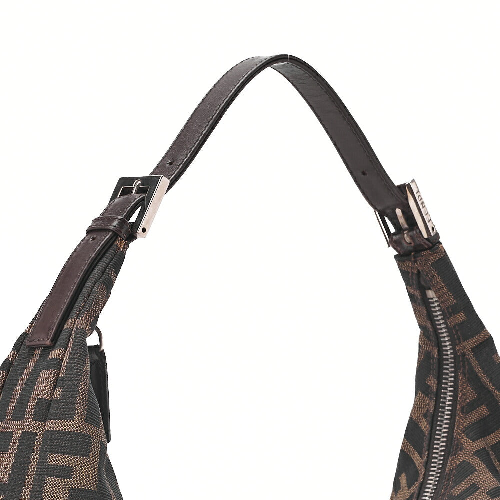 Fendi Shoulder Bag Zucca Canvas Leather Brown Silver-Tone Hardware Pre-Owned - Vintage La Charme