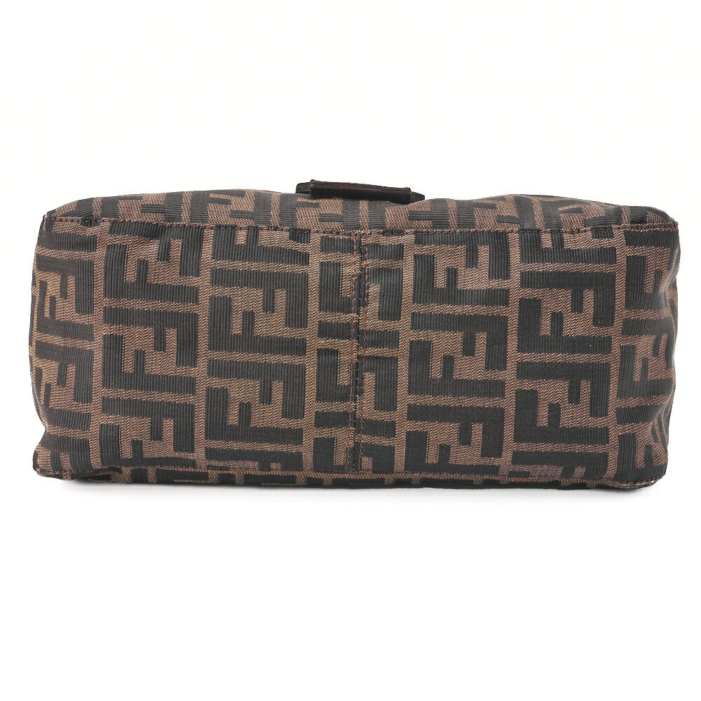 Fendi Shoulder Bag Zucca Flap Canvas Leather Brown Silver-Tone Hardware Pre-Owned - Vintage La Charme