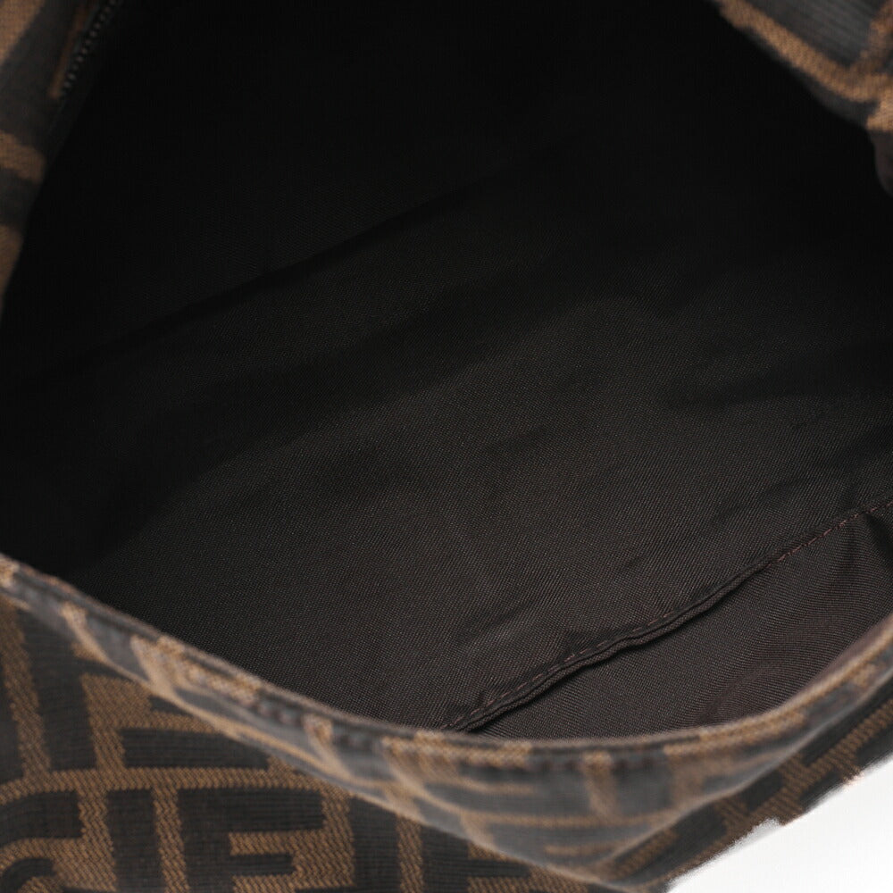 Fendi Shoulder Bag Zucca Flap Canvas Leather Brown Silver-Tone Hardware Pre-Owned - Vintage La Charme