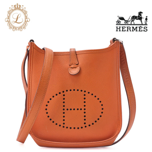 HERMES Evelyn TPM Shoulder Bag Epson Orange Silver-Tone Hardware Pre-Owned - Vintage La Charme