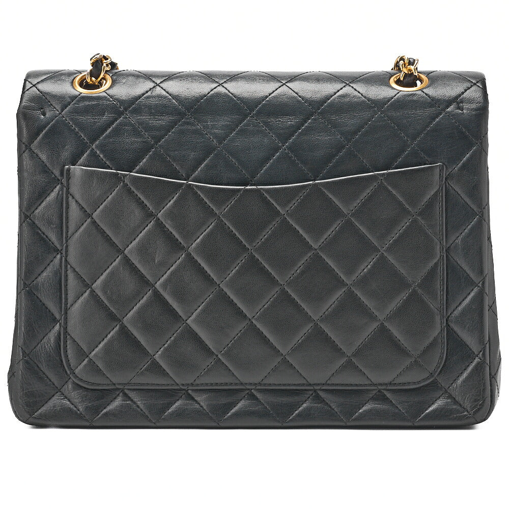 CHANEL Shoulder Bag Matelasse Double Flap Chain Shoulder Lambskin Black Gold-Tone Hardware Pre-Owned - Vintage La Charme