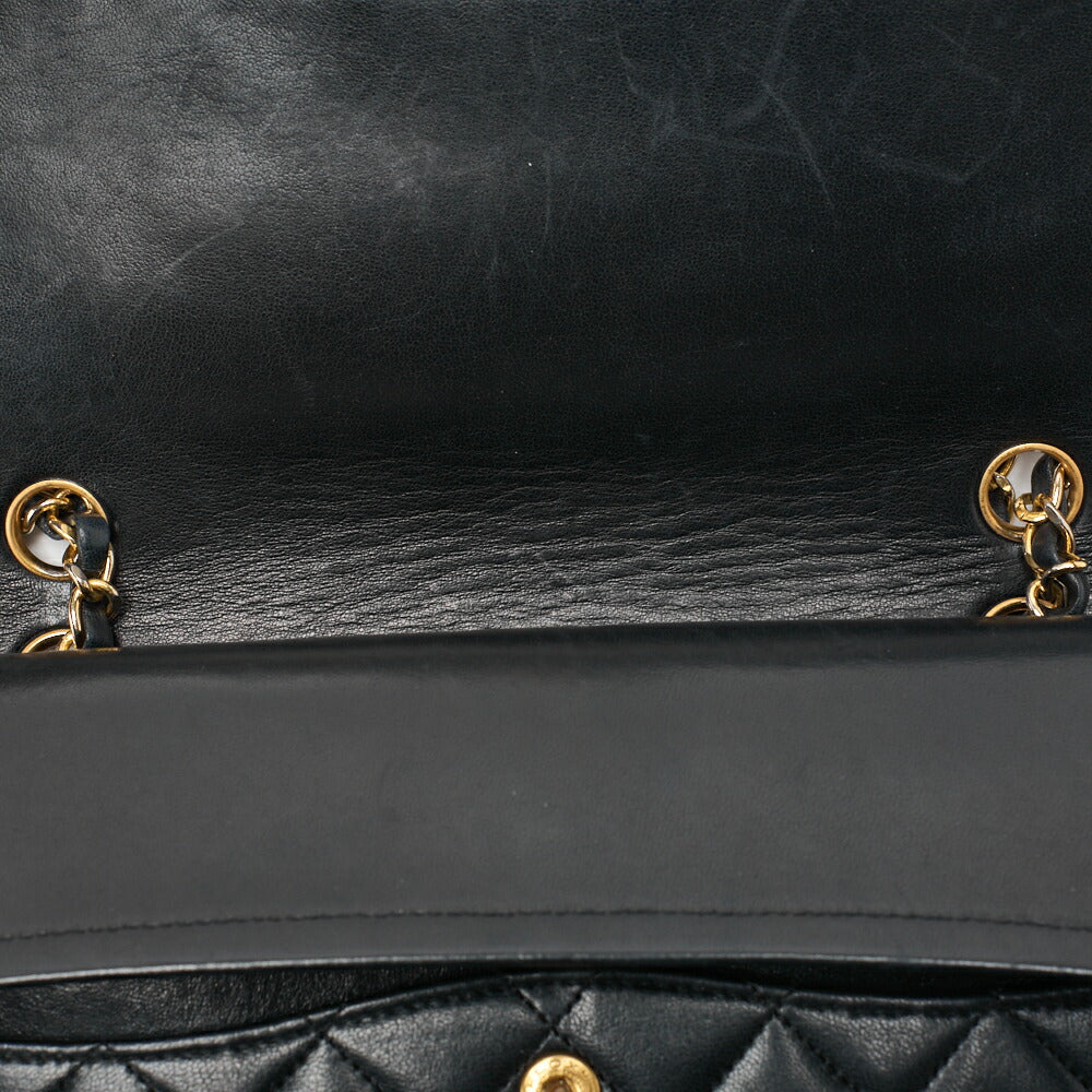 CHANEL Shoulder Bag Matelasse Double Flap Chain Shoulder Lambskin Black Gold-Tone Hardware Pre-Owned - Vintage La Charme