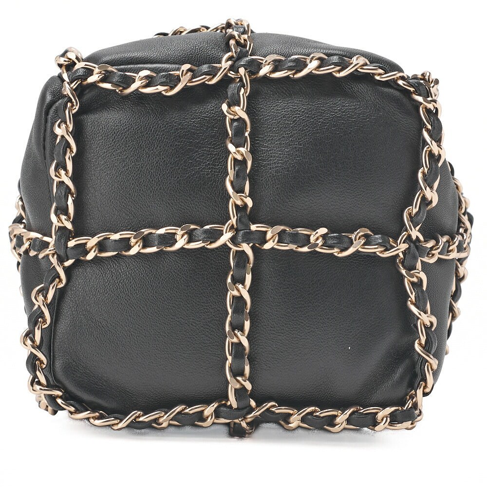 Chanel Shoulder Bag Coco Mark Drawstring Type Lambskin Black Gold-Tone Hardware Pre-Owned - Vintage La Charme