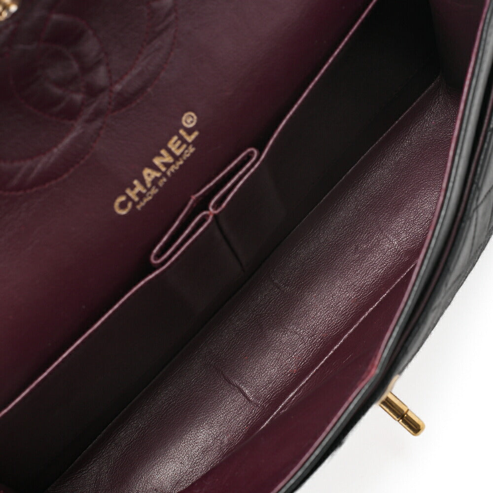 CHANEL Chain Shoulder Bag Matelasse Double Flap Lambskin Black Gold-Tone Hardware Pre-Owned - Vintage La Charme