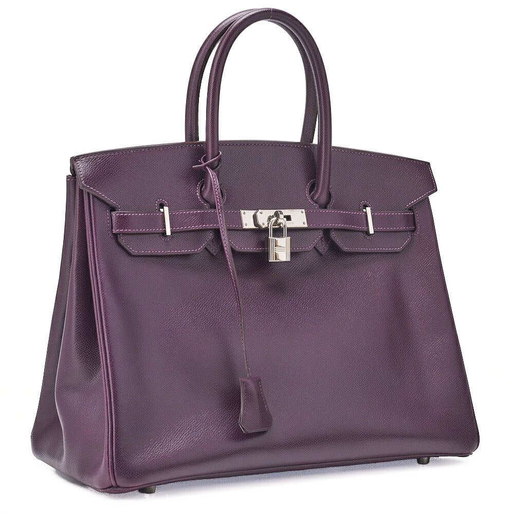 HERMES Birkin 35 Handbag Tote Bag Epson Raisin Silva Metal Fittings Gold-Tone Hardware Pre-Owned - Vintage La Charme