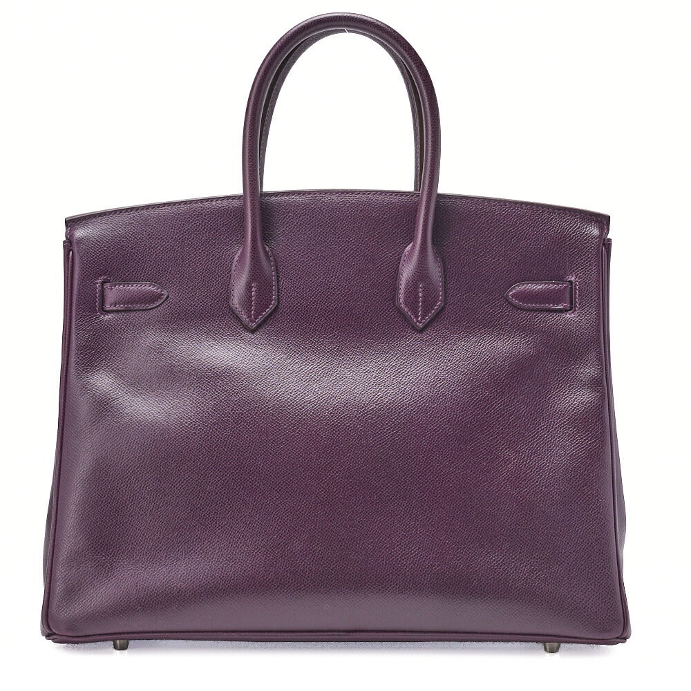 HERMES Birkin 35 Handbag Tote Bag Epson Raisin Silva Metal Fittings Gold-Tone Hardware Pre-Owned - Vintage La Charme