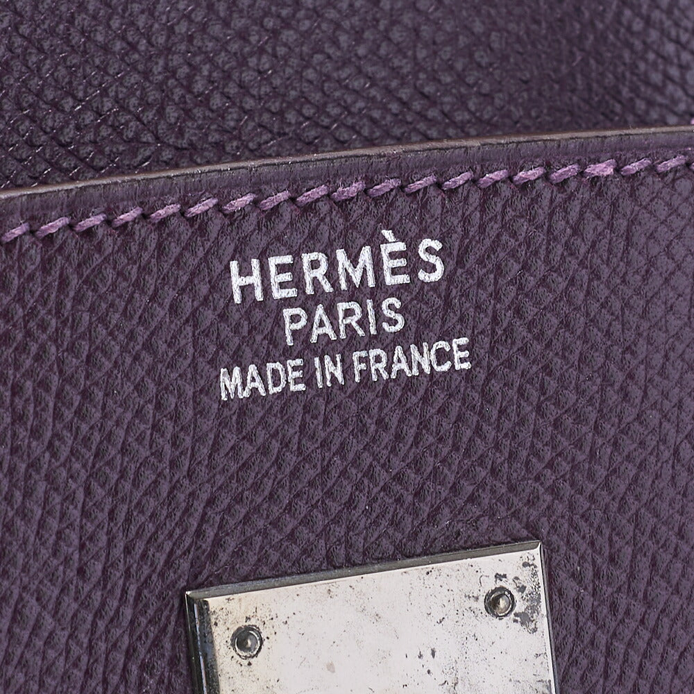 HERMES Birkin 35 Handbag Tote Bag Epson Raisin Silva Metal Fittings Gold-Tone Hardware Pre-Owned - Vintage La Charme
