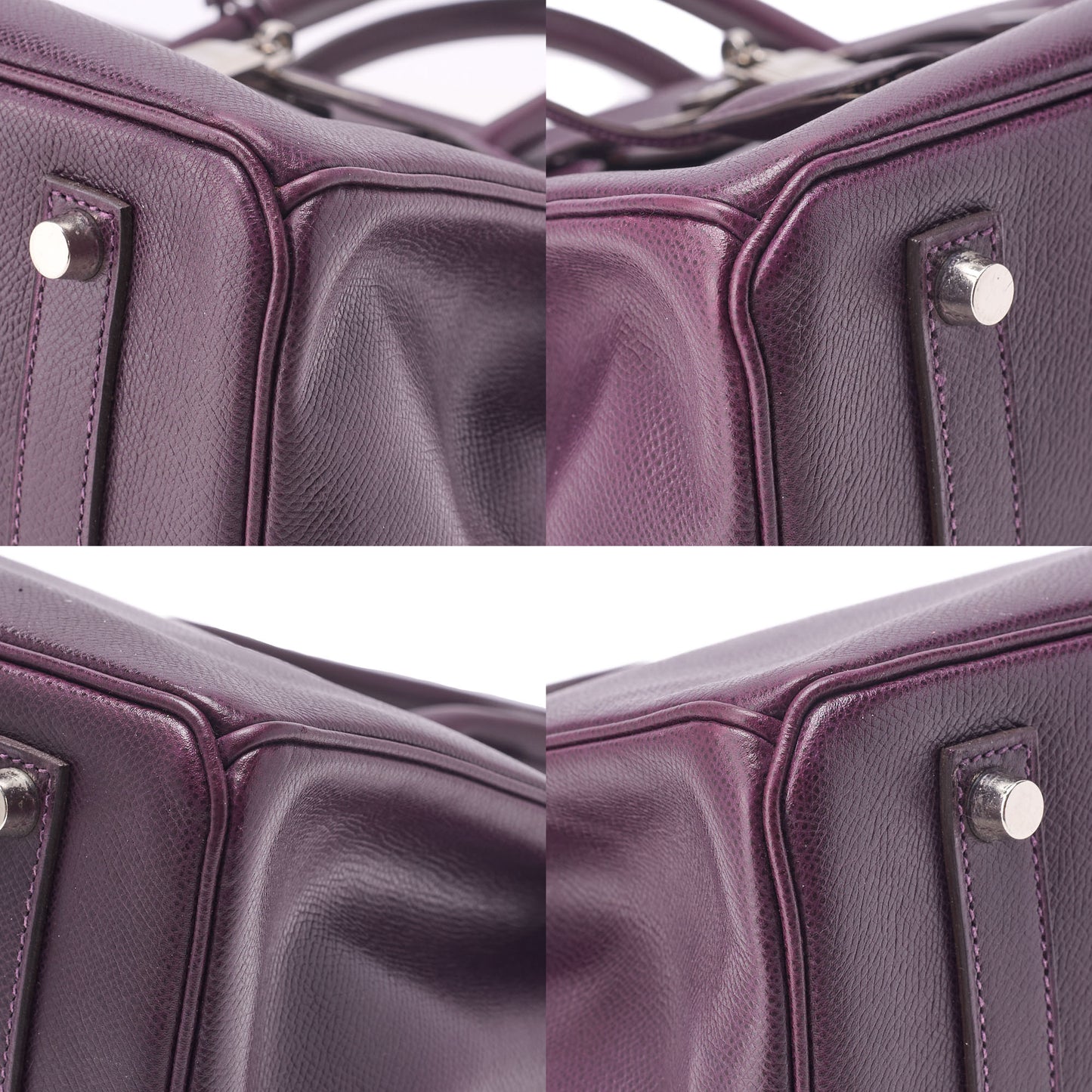 HERMES Birkin 35 Handbag Tote Bag Epson Raisin Silva Metal Fittings Gold-Tone Hardware Pre-Owned - Vintage La Charme