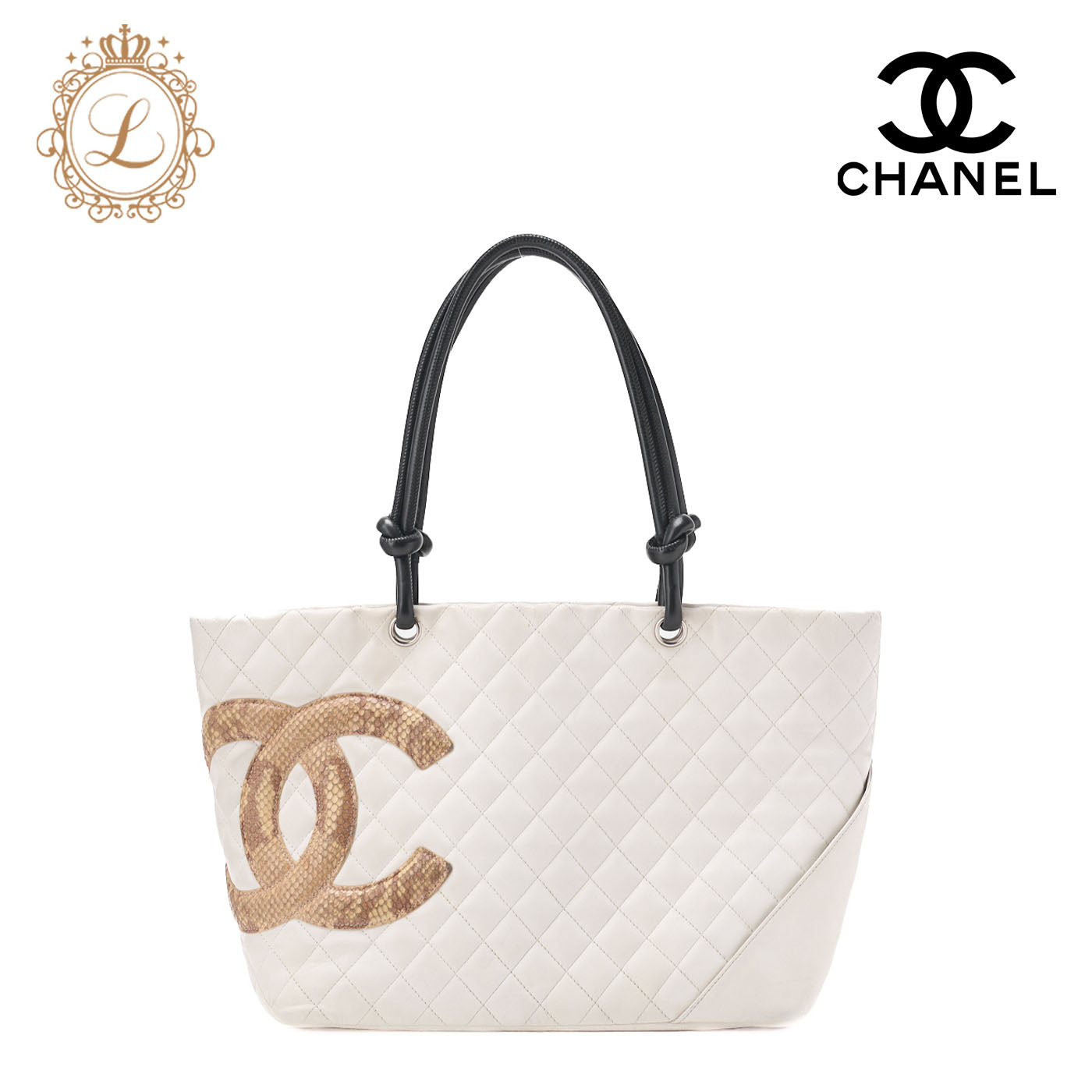 CHANEL Tote Bag Matelasse Calfskin Python White Silver-Tone Hardware Pre-Owned - Vintage La Charme