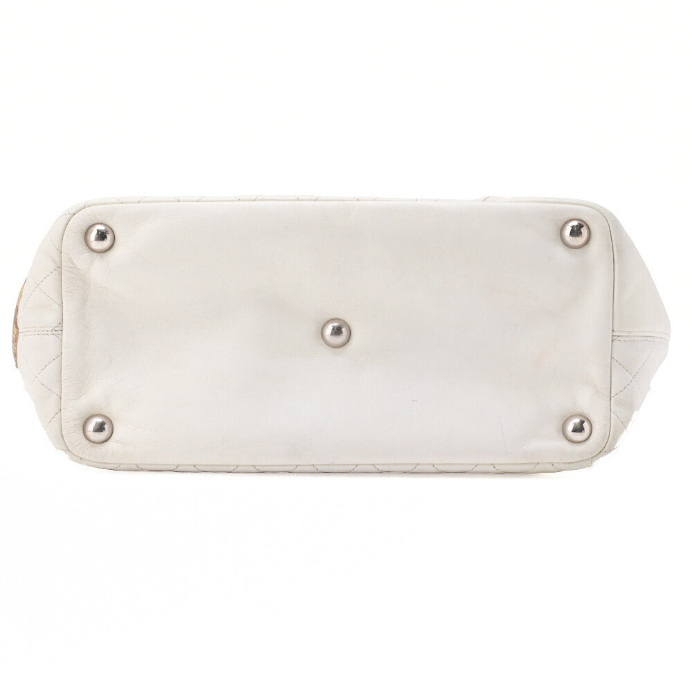 CHANEL Tote Bag Matelasse Calfskin Python White Silver-Tone Hardware Pre-Owned - Vintage La Charme