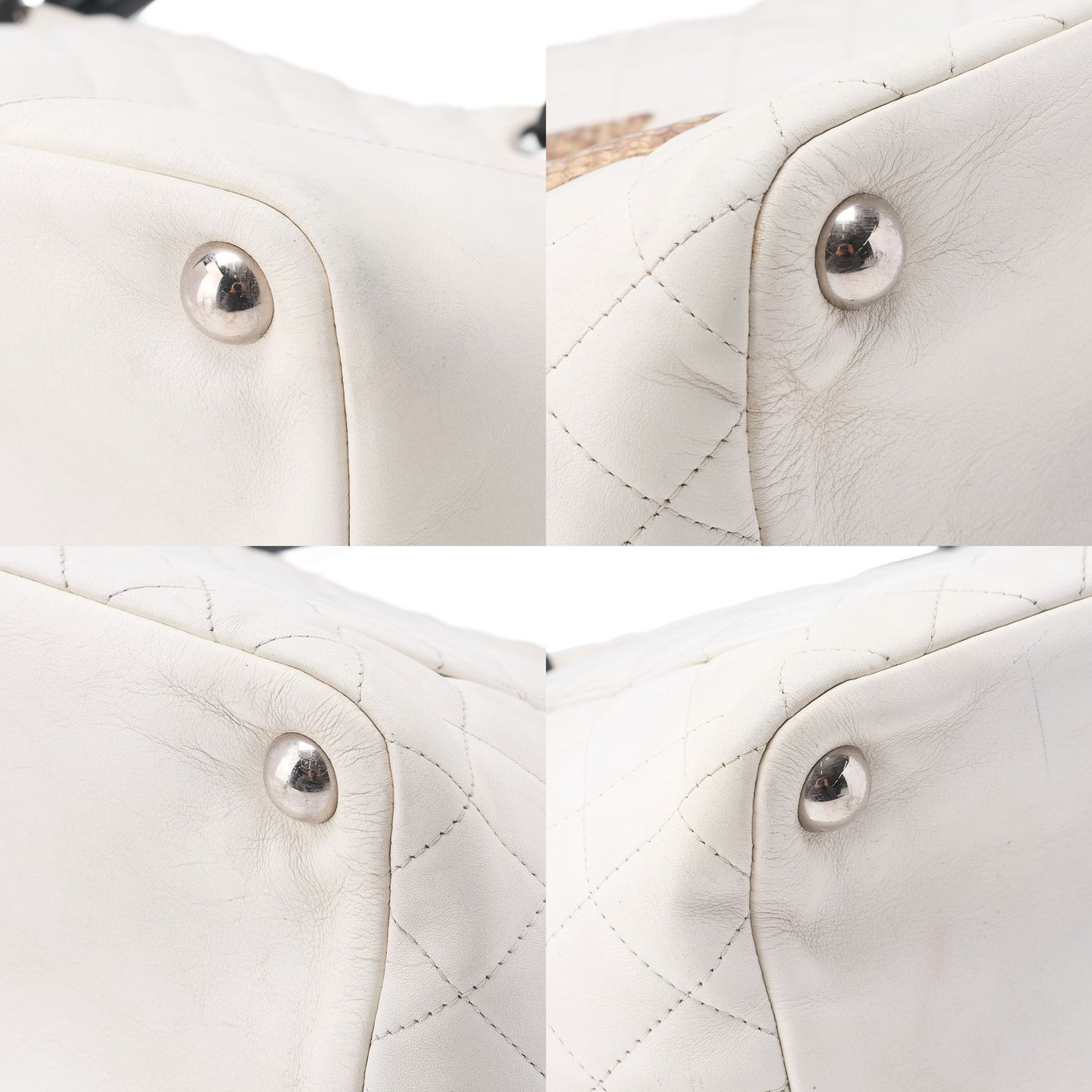CHANEL Tote Bag Matelasse Calfskin Python White Silver-Tone Hardware Pre-Owned - Vintage La Charme