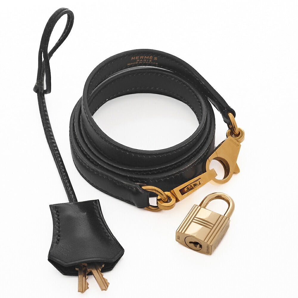 HERMES Kelly 32 Handbag Box Calf Black Gold-Tone Hardware Pre-Owned - Vintage La Charme