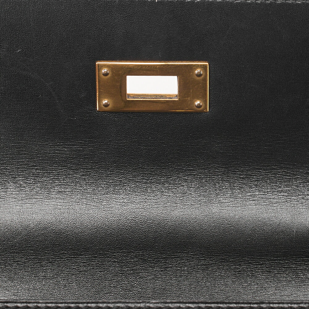 HERMES Kelly 32 Handbag Box Calf Black Gold-Tone Hardware Pre-Owned - Vintage La Charme