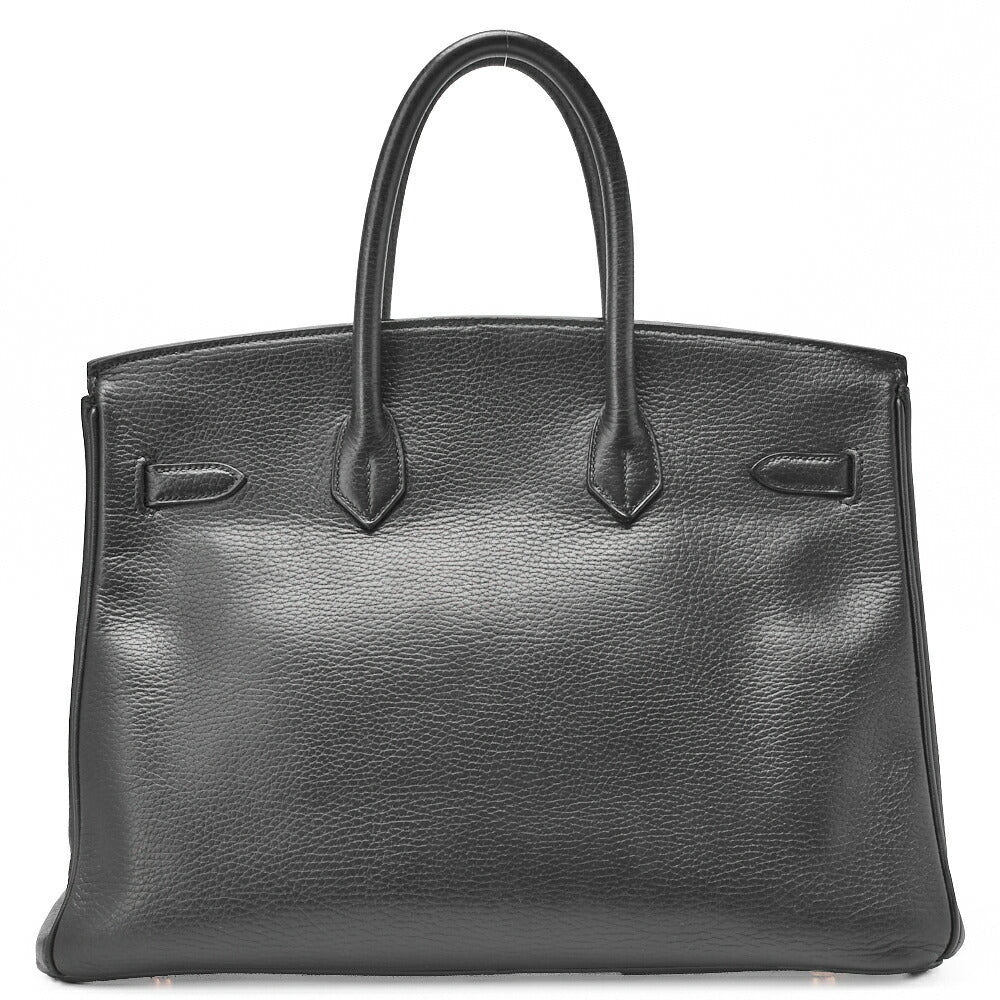 HERMES Birkin 35 Handbag Ardennes Leather Black Gold-Tone Hardware Pre-Owned - Vintage La Charme