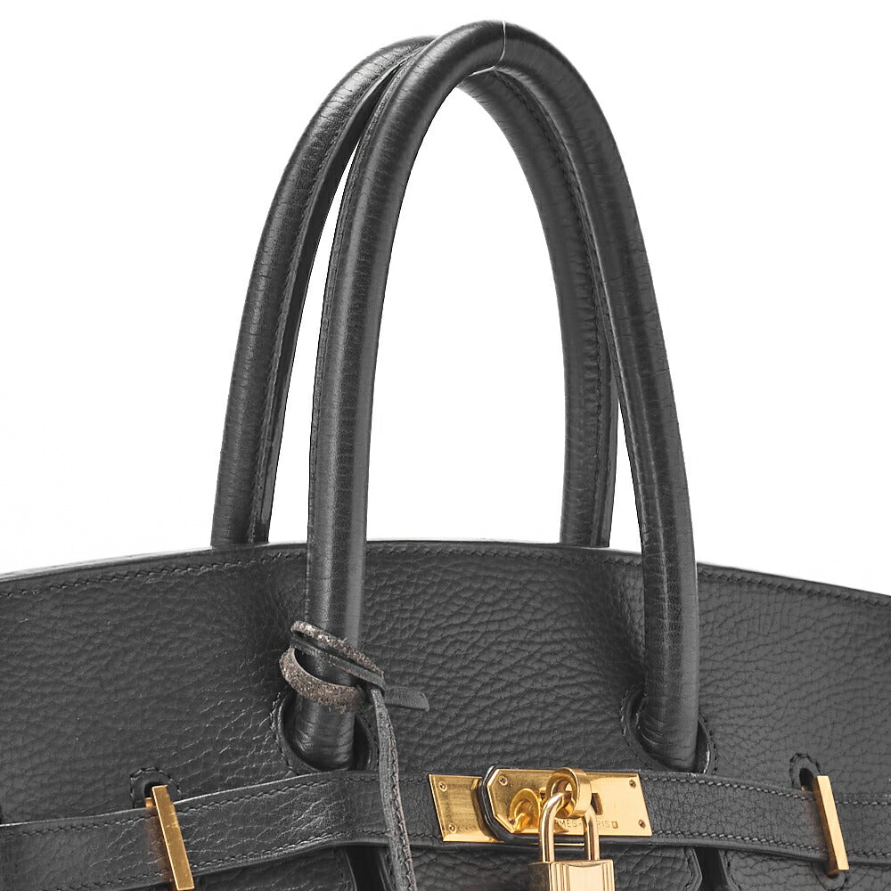 HERMES Birkin 35 Handbag Ardennes Leather Black Gold-Tone Hardware Pre-Owned - Vintage La Charme