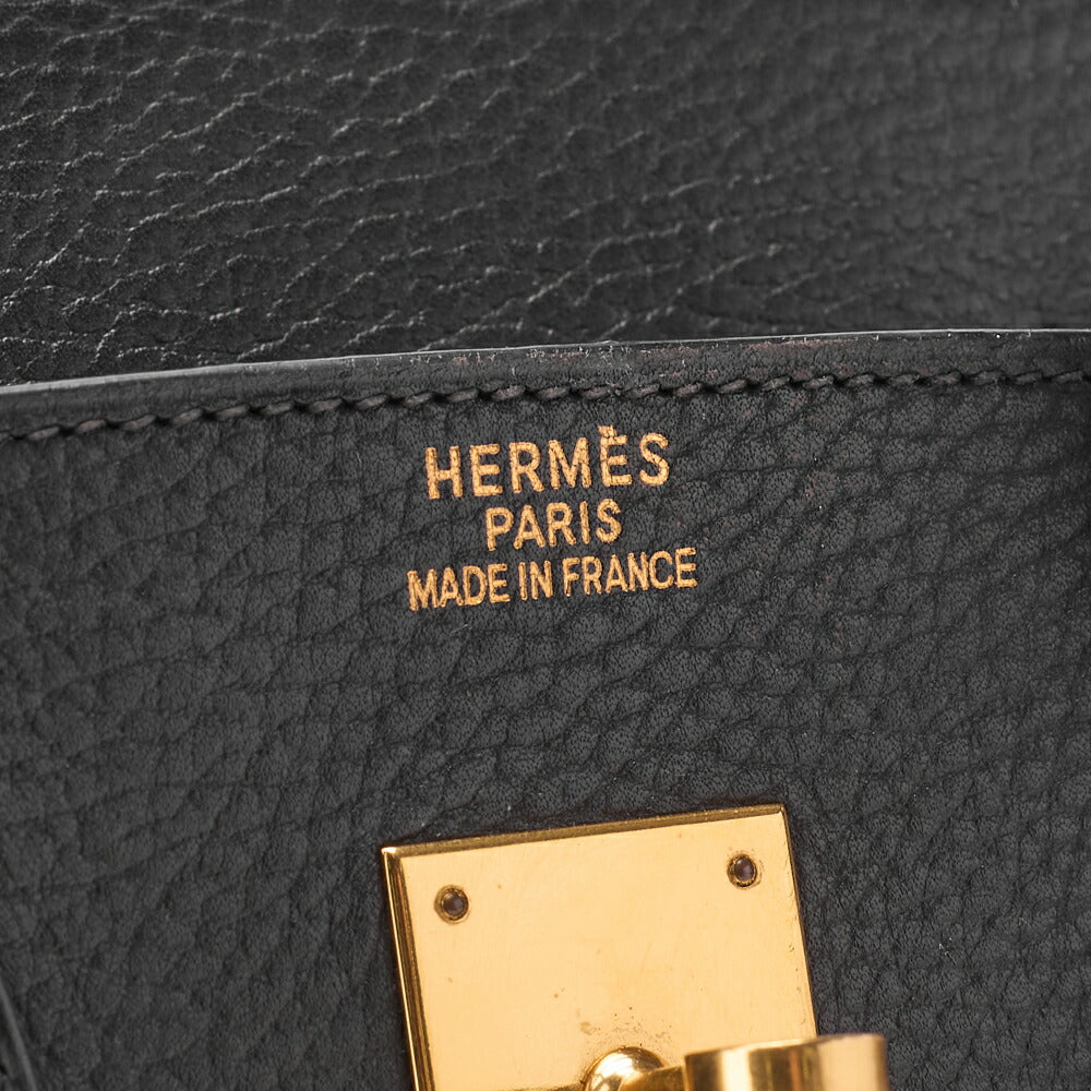 HERMES Birkin 35 Handbag Ardennes Leather Black Gold-Tone Hardware Pre-Owned - Vintage La Charme
