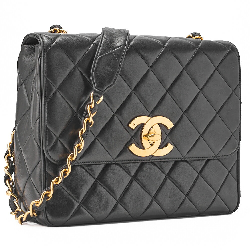 CHANEL Shoulder Bag, Deca Matelasse, Lambskin, Black, Gold-Tone Hardware, Pre-Owned - Vintage La Charme