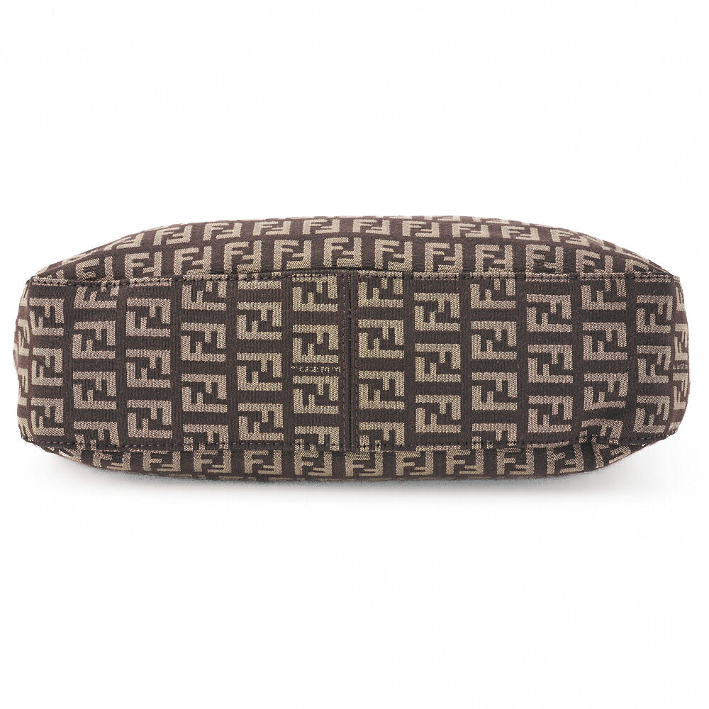 Fendi One Shoulder Bag, Zucchino Canvas, Leather, Brown, Silver-Tone Hardware, Pre-Owned - Vintage La Charme