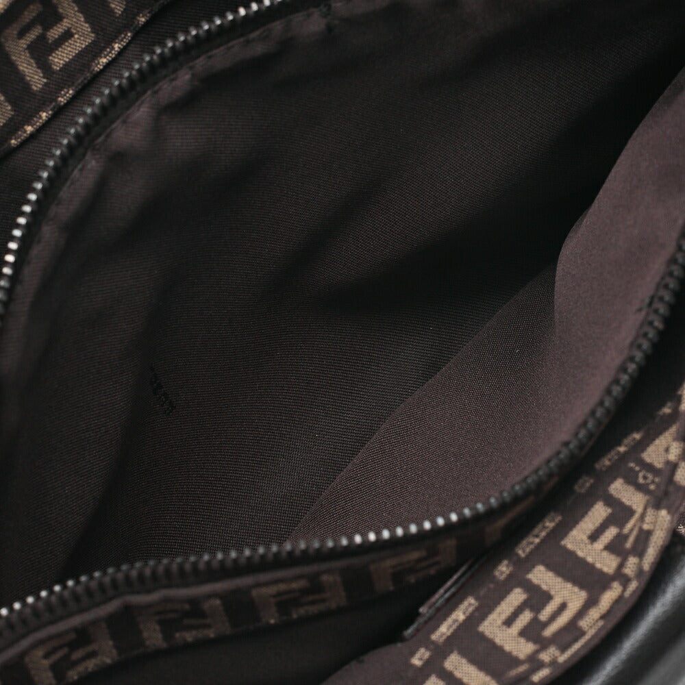 Fendi One Shoulder Bag, Zucchino Canvas, Leather, Brown, Silver-Tone Hardware, Pre-Owned - Vintage La Charme