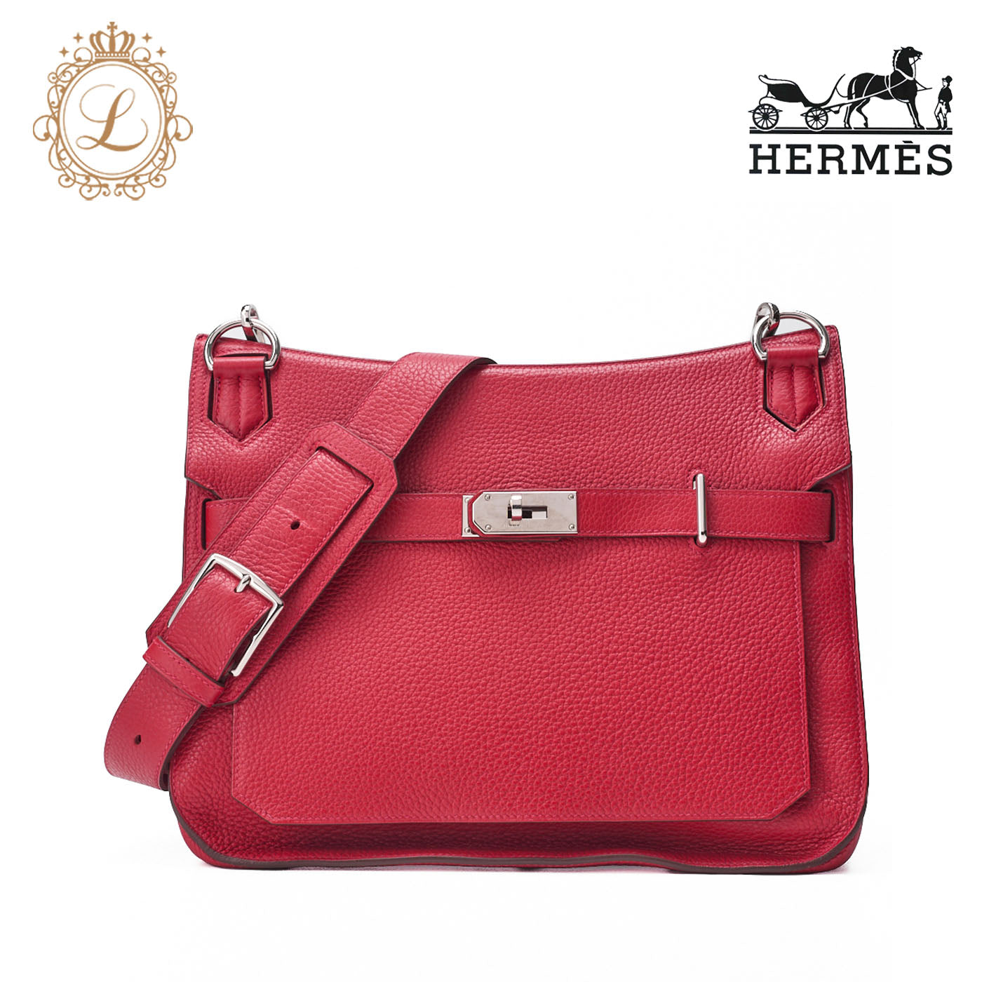 HERMES Shoulder Bag Gypsiere 34, Tryon Clemence, Rouge Casaque, Silver-Tone Hardware, Pre-Owned - Vintage La Charme