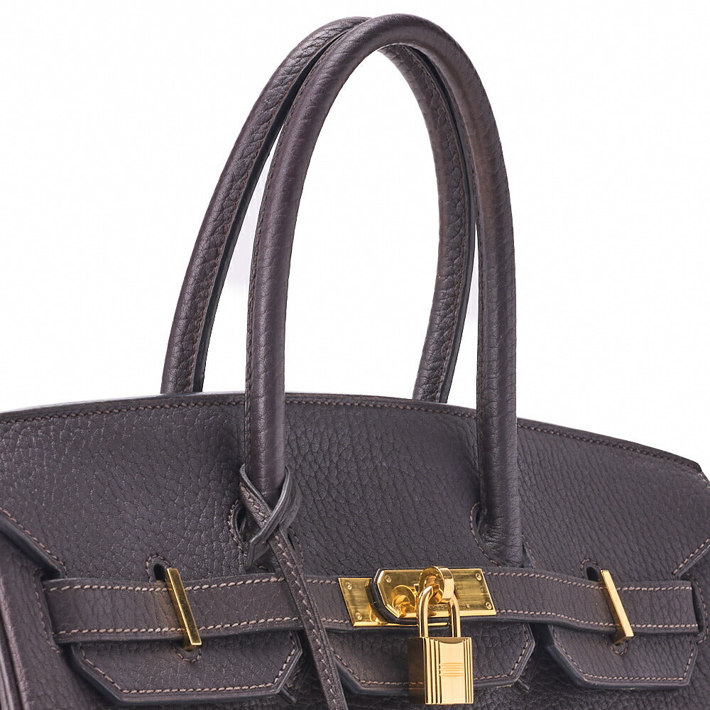 HERMES Birkin 35 Handbag Shoulder Bag Tryon Clemence Raisin Gold-Tone Hardware Pre-Owned - Vintage La Charme