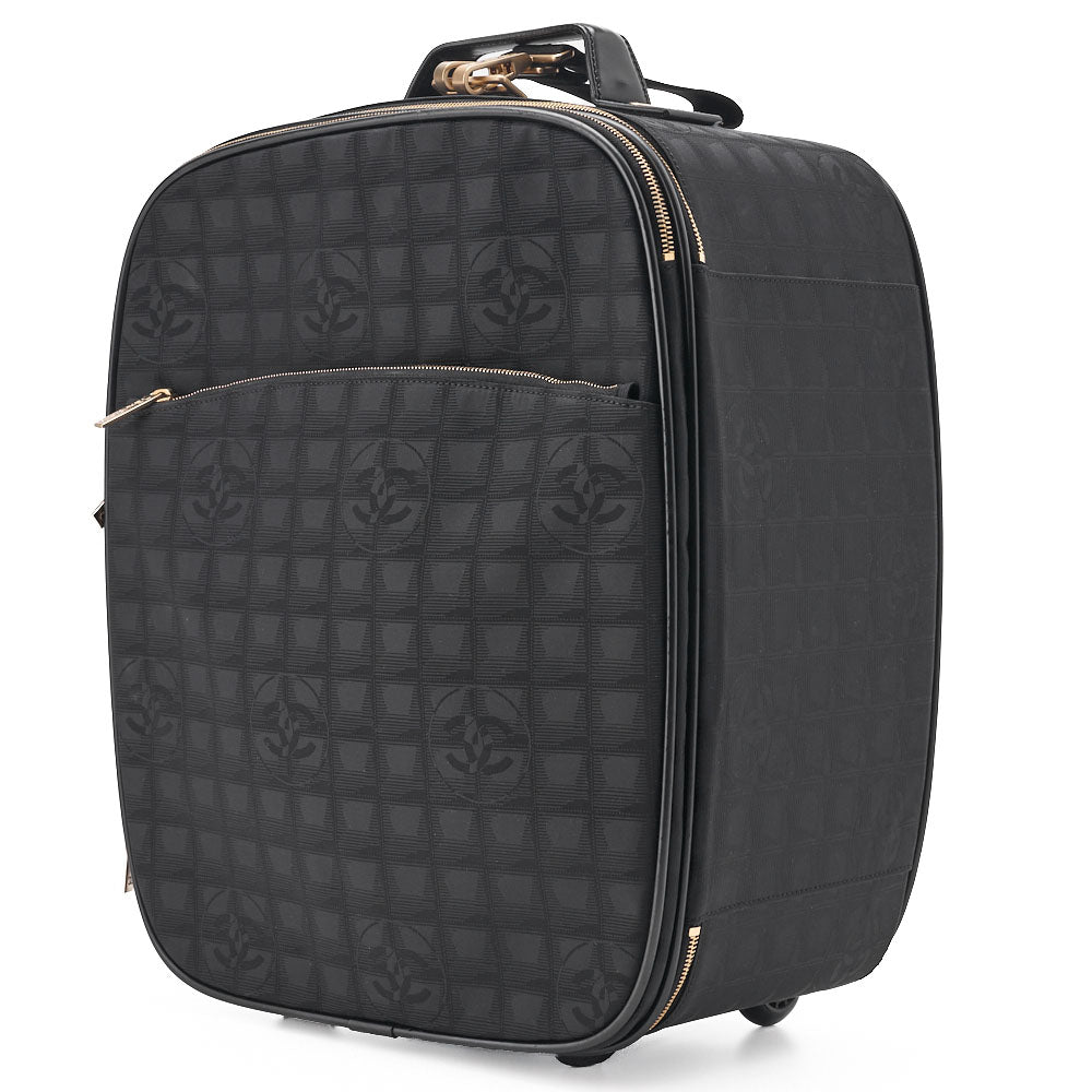 CHANEL Travel Suitcase Canvas Black Gold-Tone Hardware Pre-Owned - Vintage La Charme