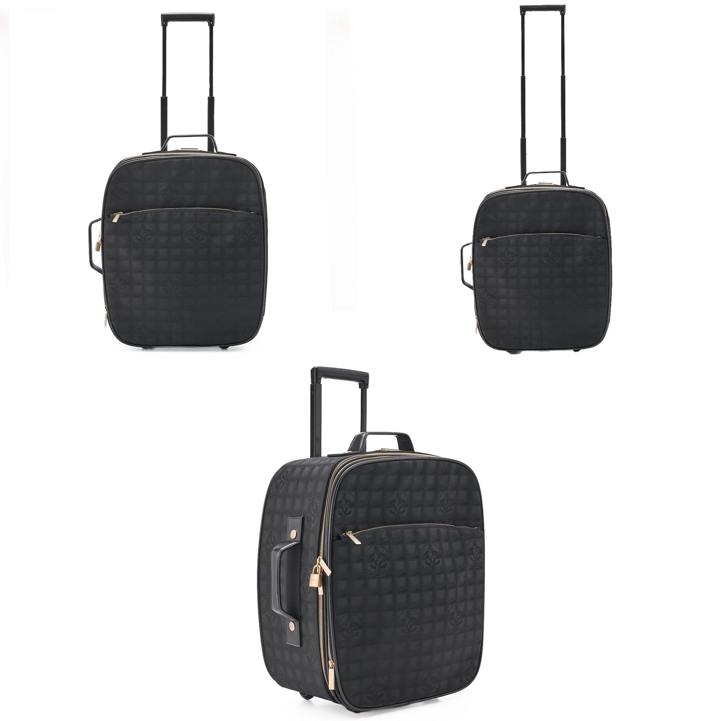CHANEL Travel Suitcase Canvas Black Gold-Tone Hardware Pre-Owned - Vintage La Charme