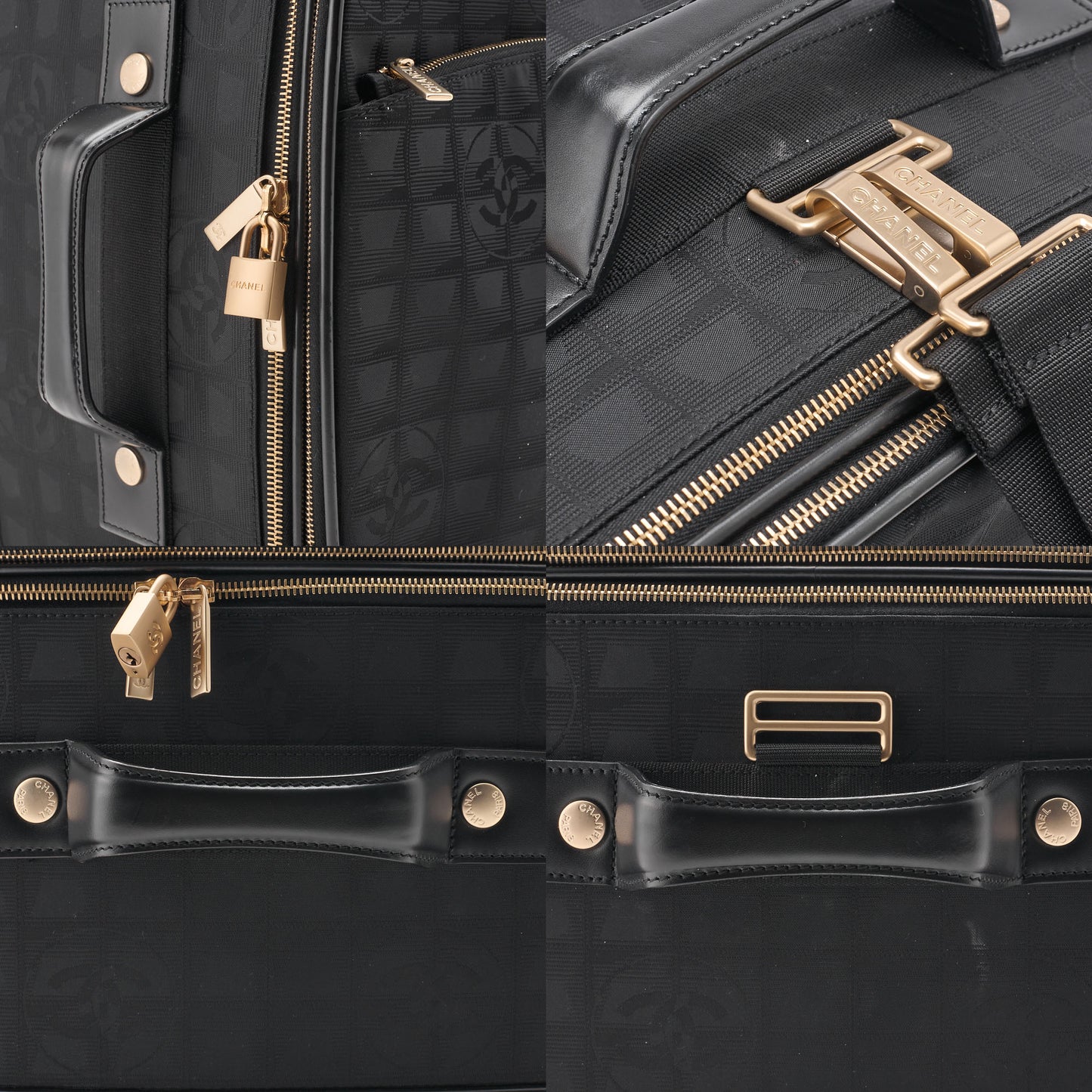 CHANEL Travel Suitcase Canvas Black Gold-Tone Hardware Pre-Owned - Vintage La Charme