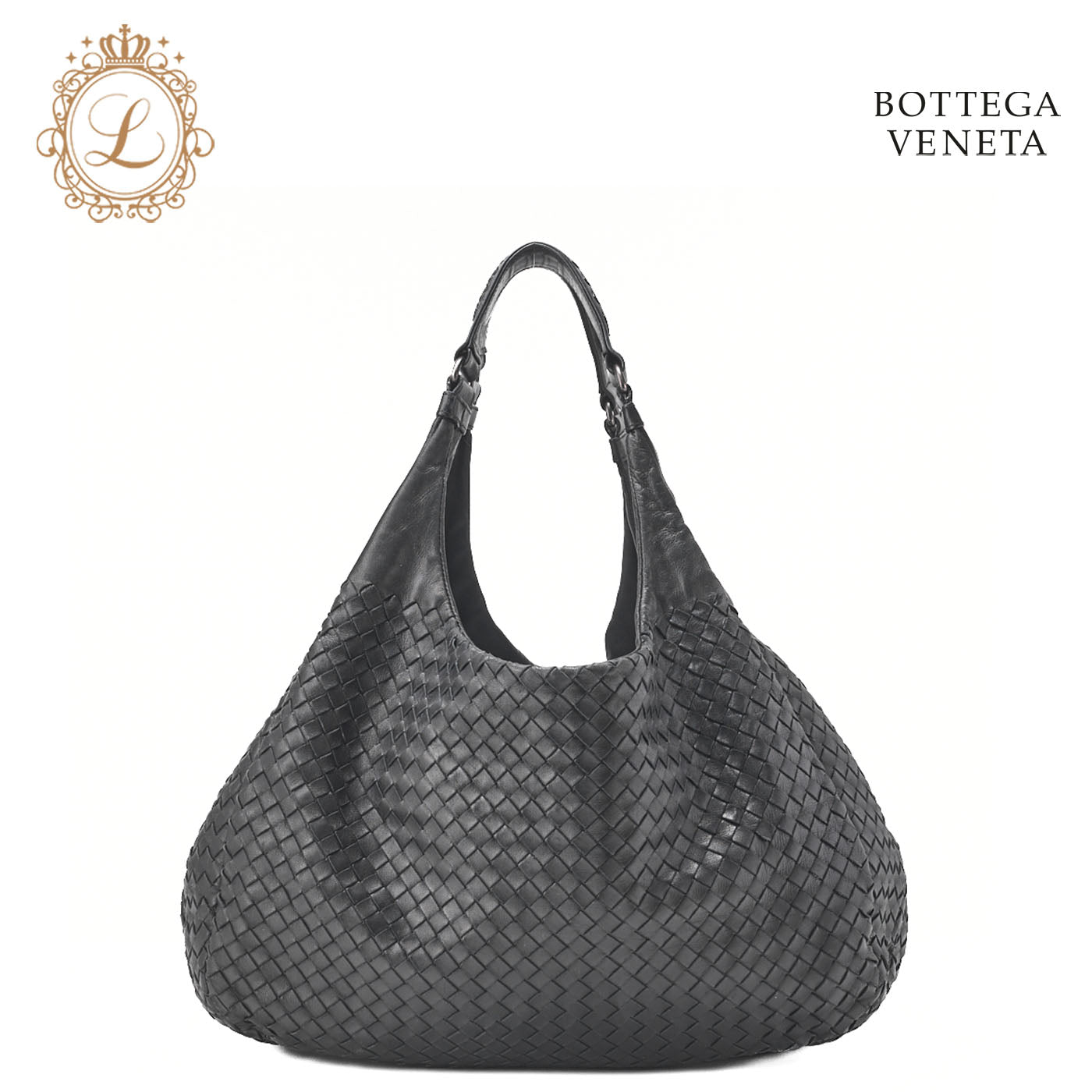 Bottega Veneta Shoulder Tote Bag Intrecciato Lambskin Black Gold-Tone Hardware Pre-Owned - Vintage La Charme