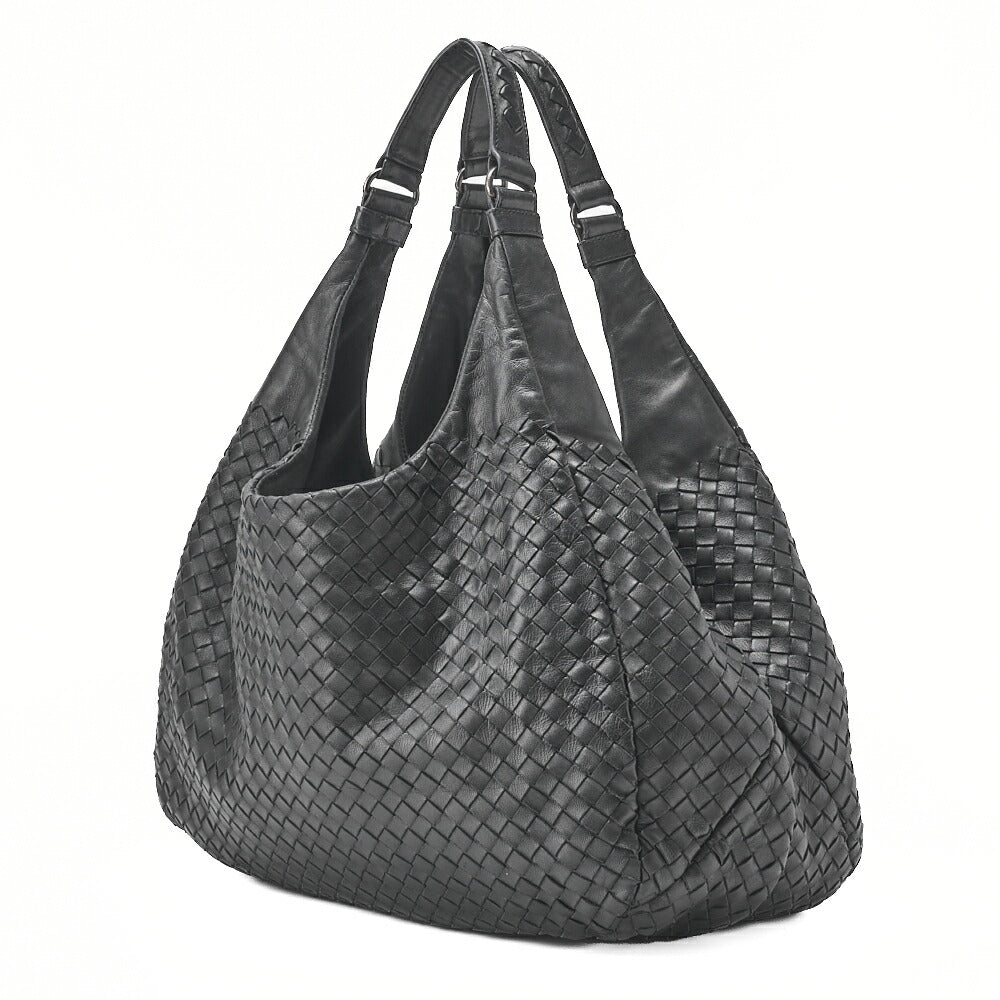 Bottega Veneta Shoulder Tote Bag Intrecciato Lambskin Black Gold-Tone Hardware Pre-Owned - Vintage La Charme