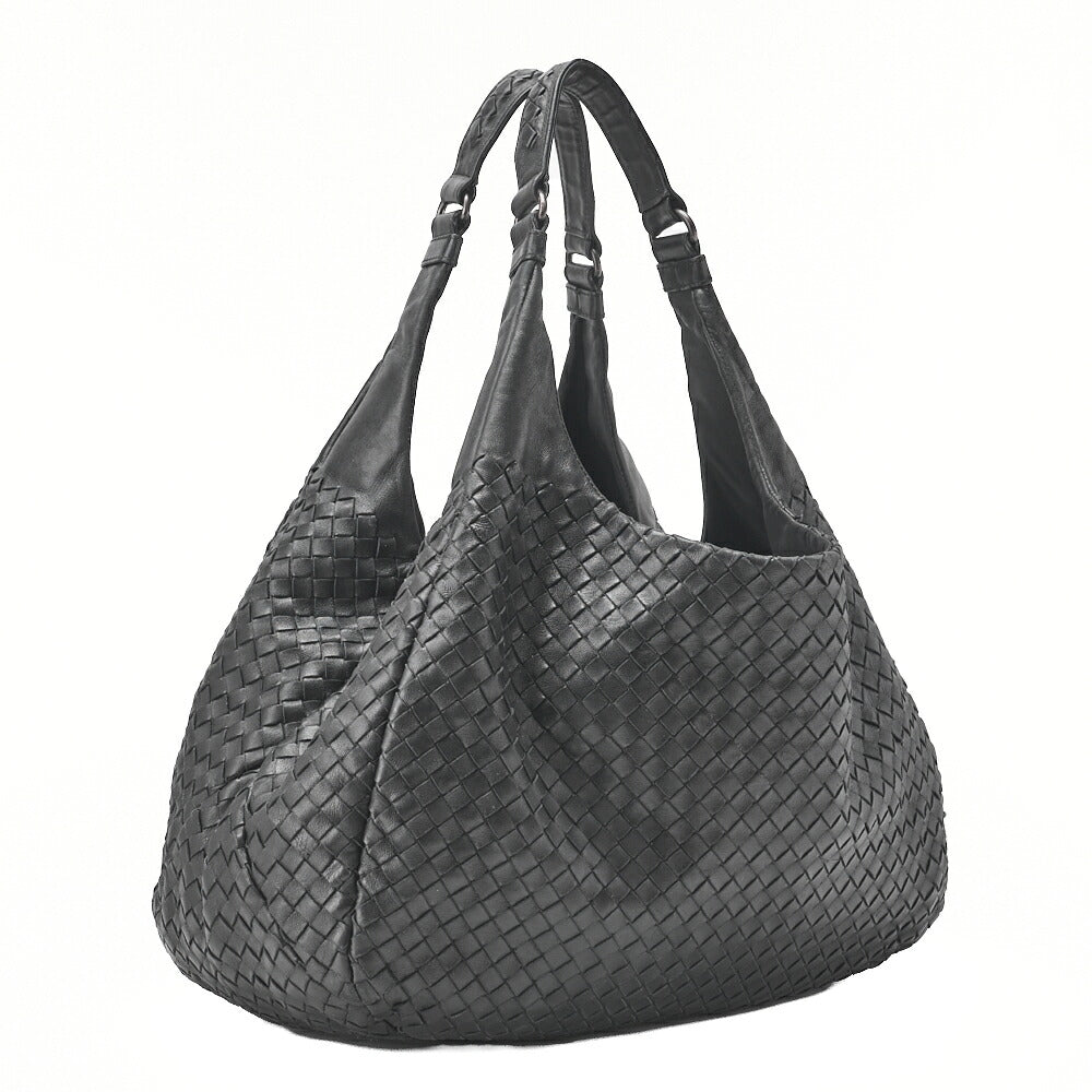 Bottega Veneta Shoulder Tote Bag Intrecciato Lambskin Black Gold-Tone Hardware Pre-Owned - Vintage La Charme