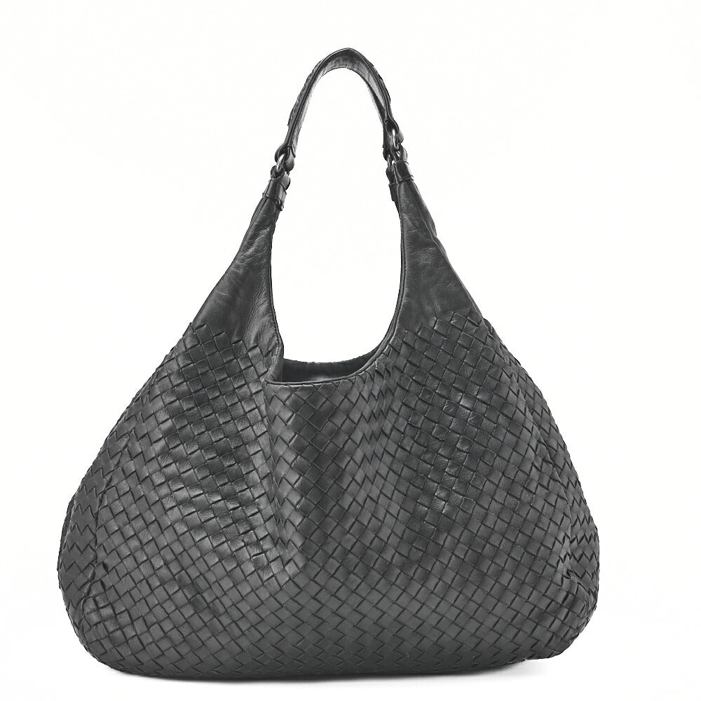 Bottega Veneta Shoulder Tote Bag Intrecciato Lambskin Black Gold-Tone Hardware Pre-Owned - Vintage La Charme