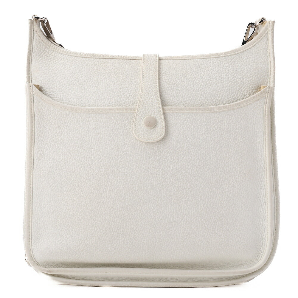 HERMES Shoulder Bag, Evelyn GM 3 Trois, Tryon Clemence, White, Silver-Tone Hardware, Pre-Owned - Vintage La Charme