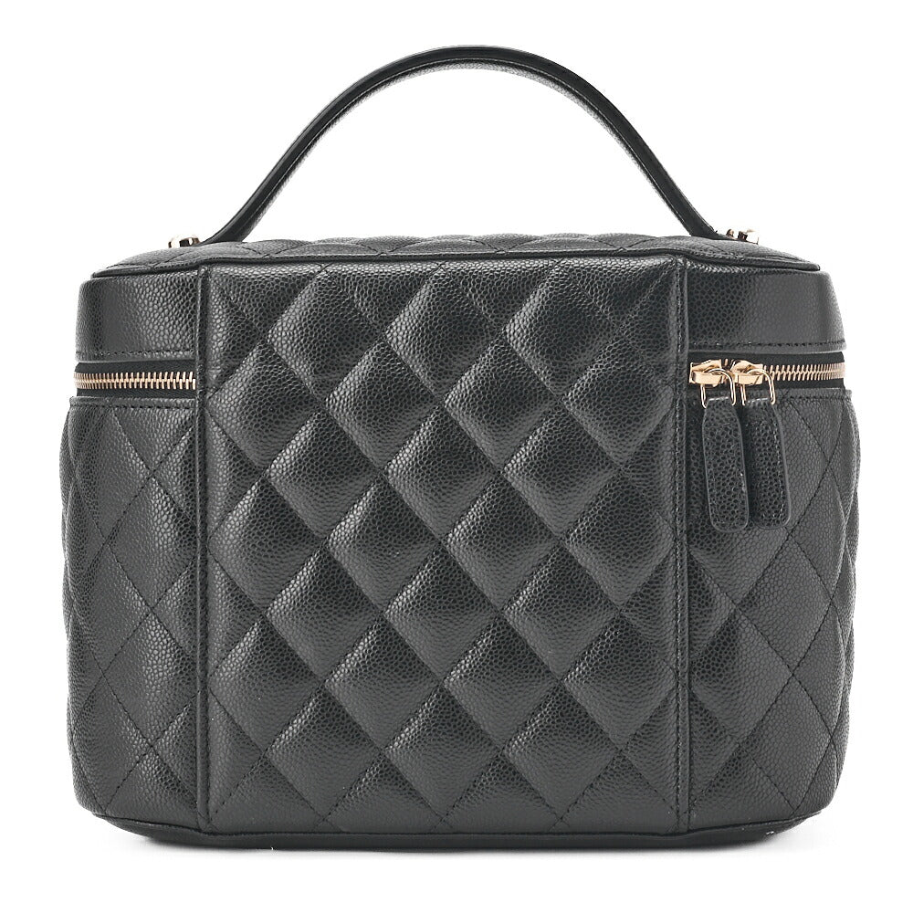 CHANEL Vanity Handbag, Matelasse, Caviar Skin, Black, Gold-Tone Hardware, Pre-Owned - Vintage La Charme
