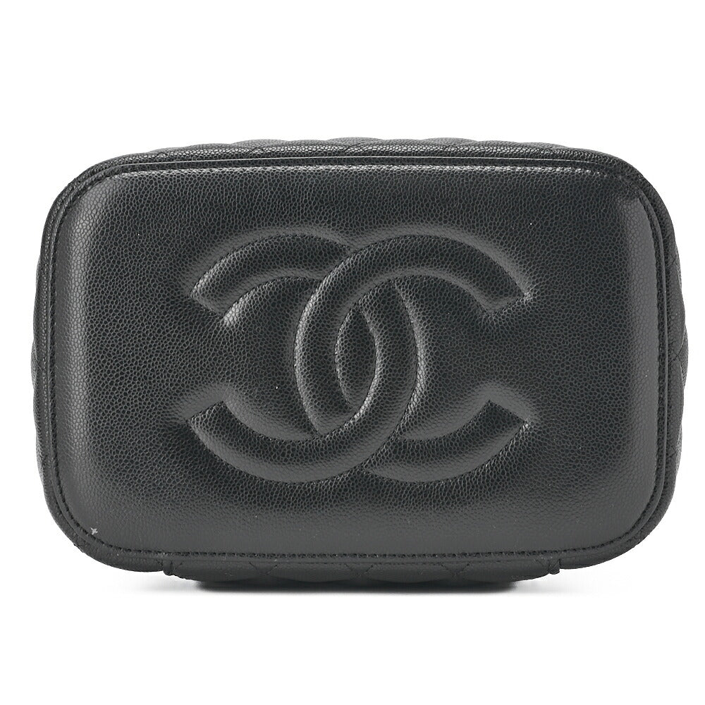 CHANEL Vanity Handbag, Matelasse, Caviar Skin, Black, Gold-Tone Hardware, Pre-Owned - Vintage La Charme