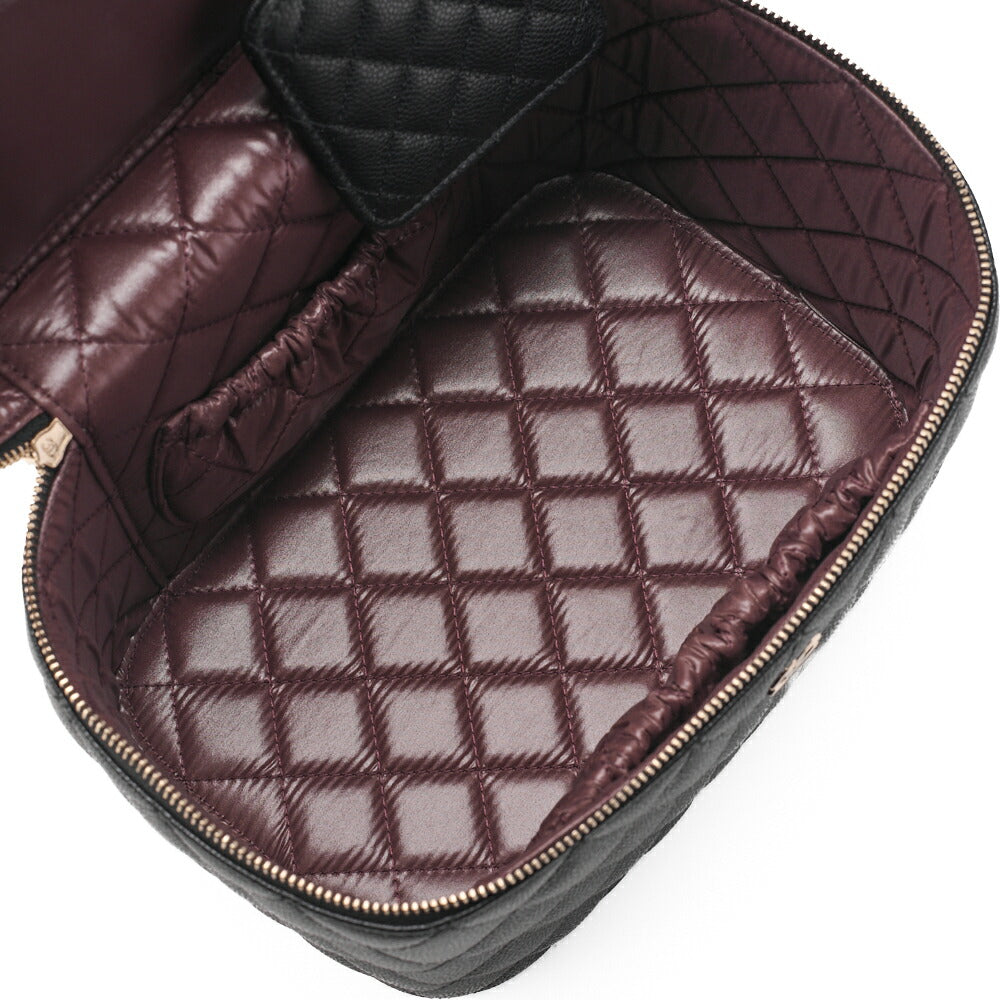 CHANEL Vanity Handbag, Matelasse, Caviar Skin, Black, Gold-Tone Hardware, Pre-Owned - Vintage La Charme