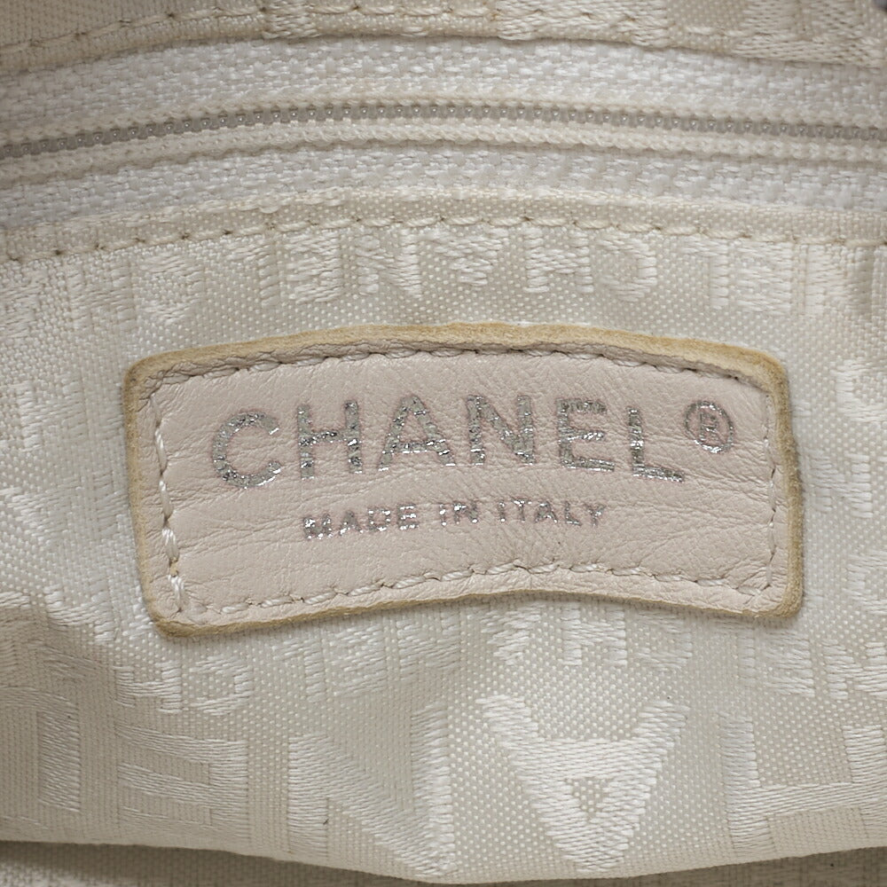 CHANEL Shoulder Bag, Coco Mark, Chain Shoulder, Cotton Python, White, Silver-Tone Hardware, Pre-Owned - Vintage La Charme