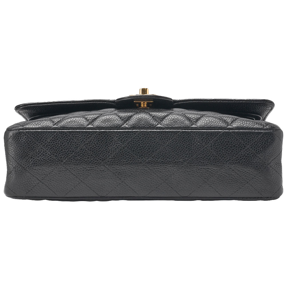 CHANEL Chain Shoulder Bag Matelasse Double Flap Caviar Skin Black Gold-Tone Hardware Pre-Owned - Vintage La Charme